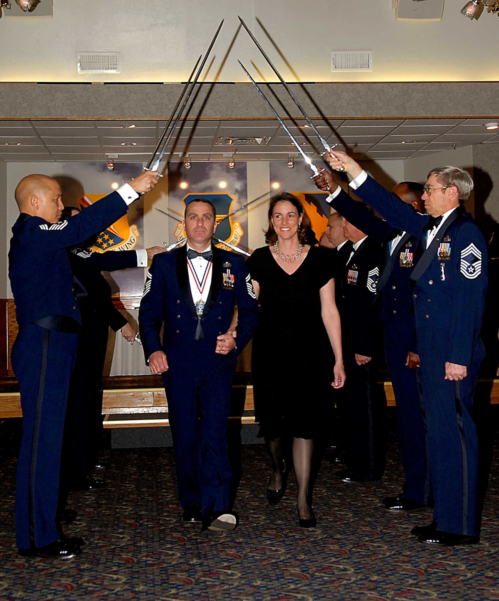Senior Master Sgt. Paul Raymond, the 82nd Logistics Readiness Squadron superintendent, is honored at the Chief Recognition Ceremony April 4 at the Sheppard Club. The senior master sergeant was among four Team Sheppard members selected for promotion to E-9 during the last board. (U.S. Air Force photo/Harry Tonemah)