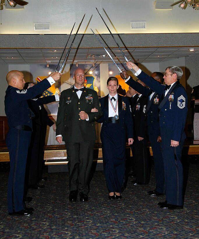 Senior Master Sgt. Tanya Yahn, the 82nd Medical Support Squadron superintendent is honored at the Chief Recognition Ceremony April 4 at the Sheppard Club. The senior master sergeant was among four Team Sheppard members selected for promotion to E-9 during the last board. (U.S. Air Force photo/Harry Tonemah)