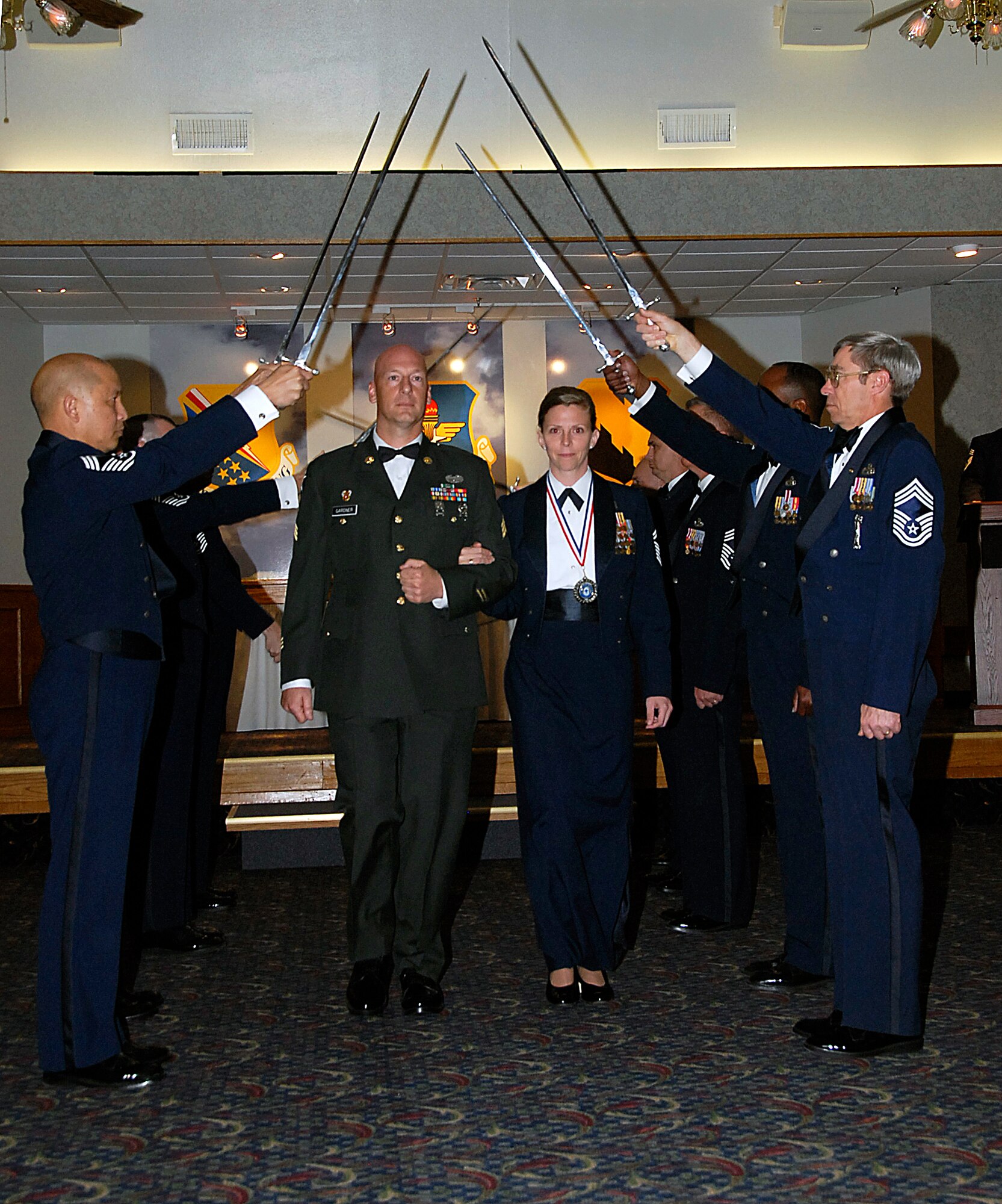 Senior Master Sgt. Tanya Yahn, the 82nd Medical Support Squadron superintendent is honored at the Chief Recognition Ceremony April 4 at the Sheppard Club. The senior master sergeant was among four Team Sheppard members selected for promotion to E-9 during the last board. (U.S. Air Force photo/Harry Tonemah)