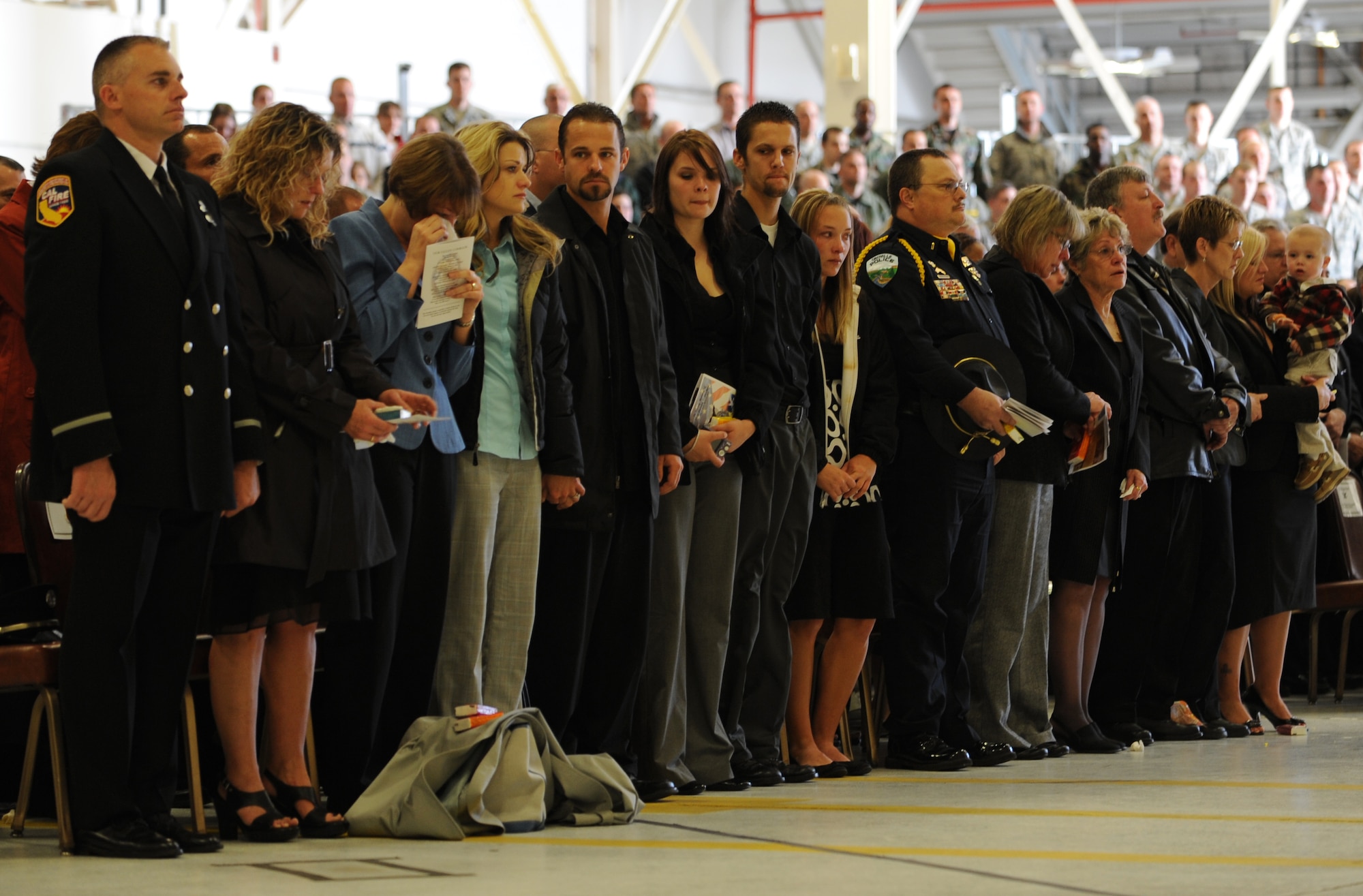MOUNTAIN HOME AIR FORCE BASE, Idaho-- The family of Tech. Sgt. Donald P. Stachum honor his memory during a memorial service held April 9. Sergeant Stachum was a member of the 366th Security Forces Squadron who passed away April 5. (U.S. Air Force photo/ Airman 1st Class Renishia Richardson)