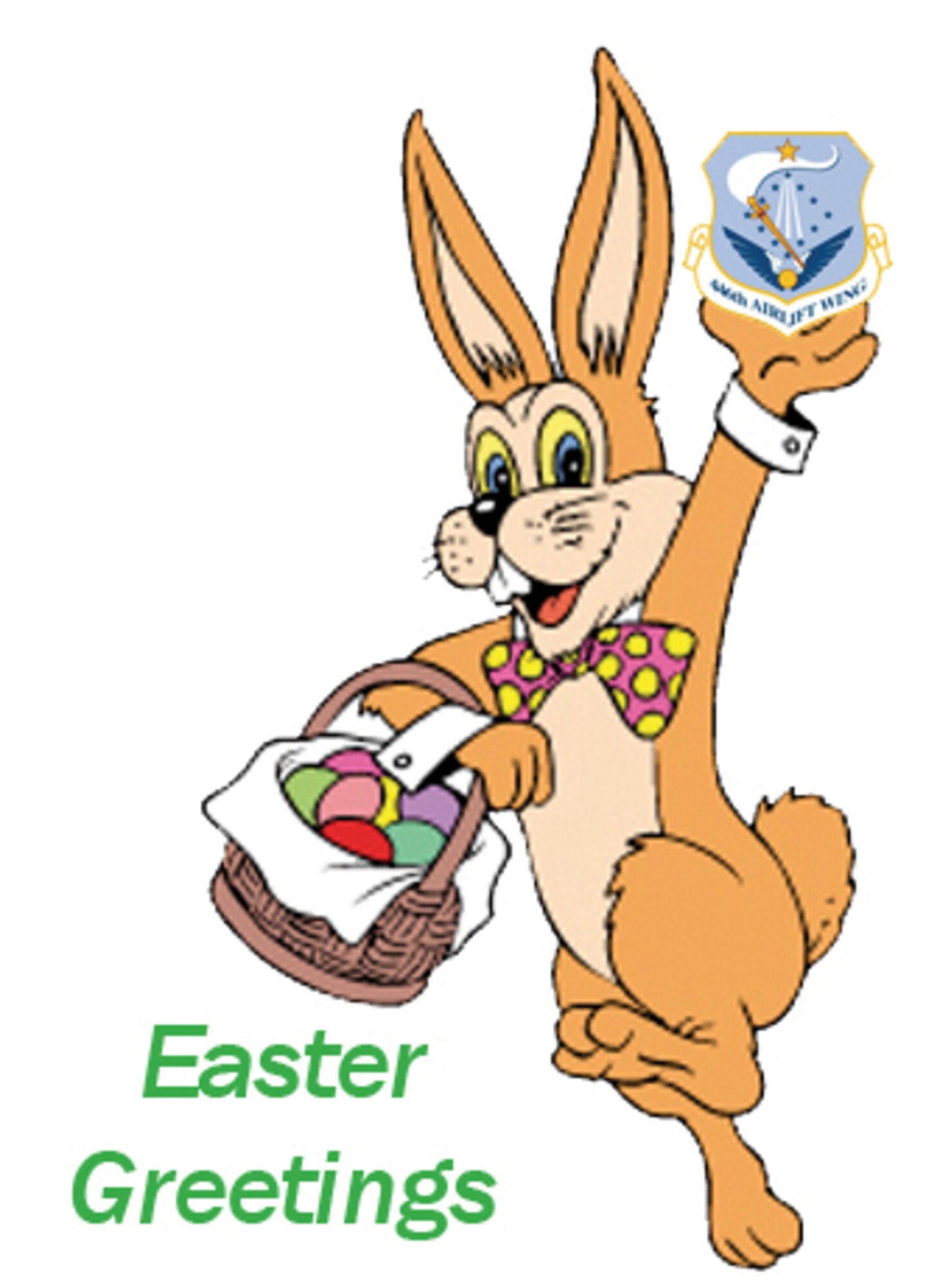 View Easter Greetings delivered by deployed Reservists from the 446th Airlift Wing, McChord Air Force Base, Wash.  Just click on the links. (Graphic compiled by Sandra Pishner)