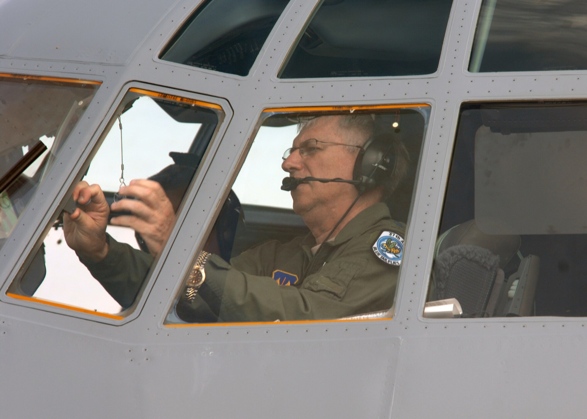 SPANGDAHLEM AIR BASE, Germany – Gen. Roger A. Brady, U.S. Air Forces in Europe commander, accomplishes pre-flight checks on a C-130J Super Hercules aircraft prior to departing for Ramstein Air Base April 7, 2009. (U.S. Air Force photo by Airman 1st Class Staci Miller)