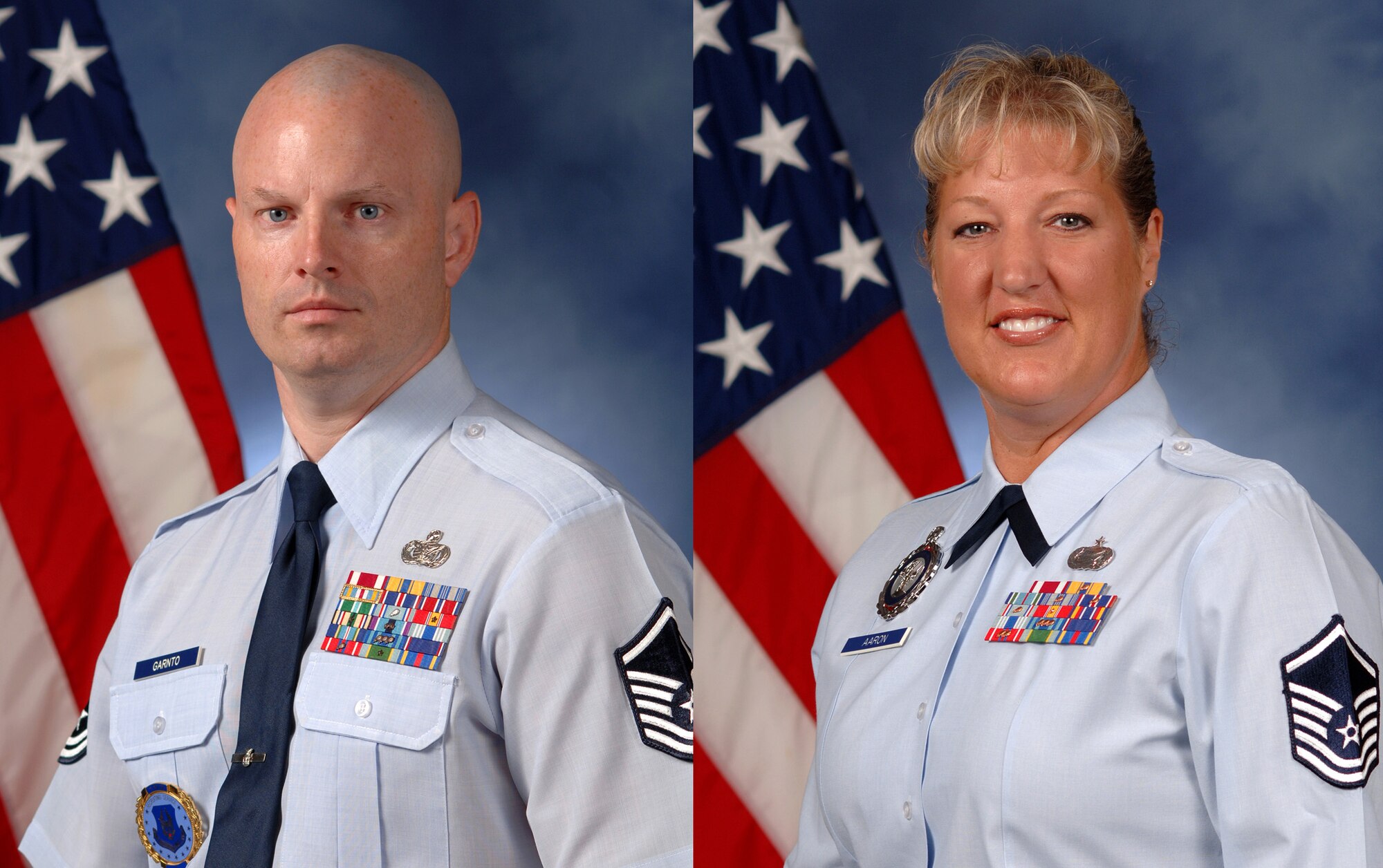 Master Sgt. Gary Garnto, Air Force Reserve recruiter, and Master Sgt. Kimberly Aaron, Air National Guard recruiter, open the doors to Airmen interested in continuing their career in the Air Force as  part-time employees. For more information about the Air National Guard, contact Sergeant Aaron at 449-0680. For Air Force reserve opportunities, contact Sergeant Garnto at 449-0655. More information is available at www.goang.com or www.afreserve.com. (Courtesy photos)