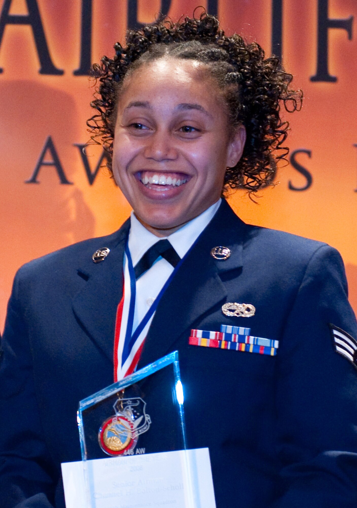 Senior Airman Channel Bolton-School, 446th Maintenance Squadron, McChord Air Force Base, Wash., is the 2008 446th Airlift Wing Airman of the Year. (U.S. Air Force photo/Tech. Sgt. Eli Yamzon)