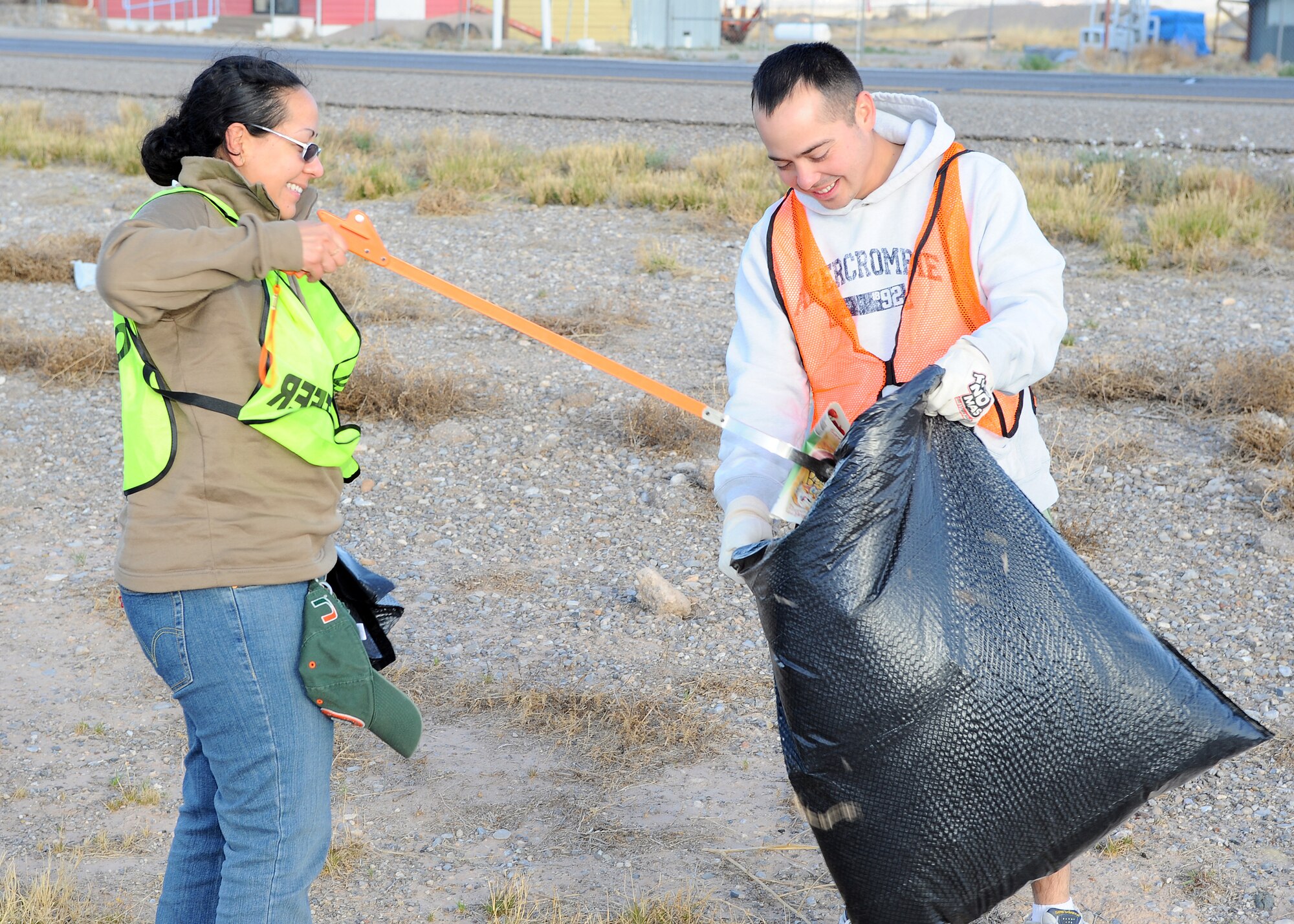 On March 3, members of Holloman Air Force Base participate in the ?Keep Alamogordo Beautiful? program by cleaning the Holloman Middle Two Council Adopt-A-Highway location on Hwy 70 between mile marker 207 and 208. The Middle Two Council adopted the piece of Hwy 70 years ago and have been maintaining it since. (U.S. Air Force photo/ Airman 1st Class DeAndre Curtiss)