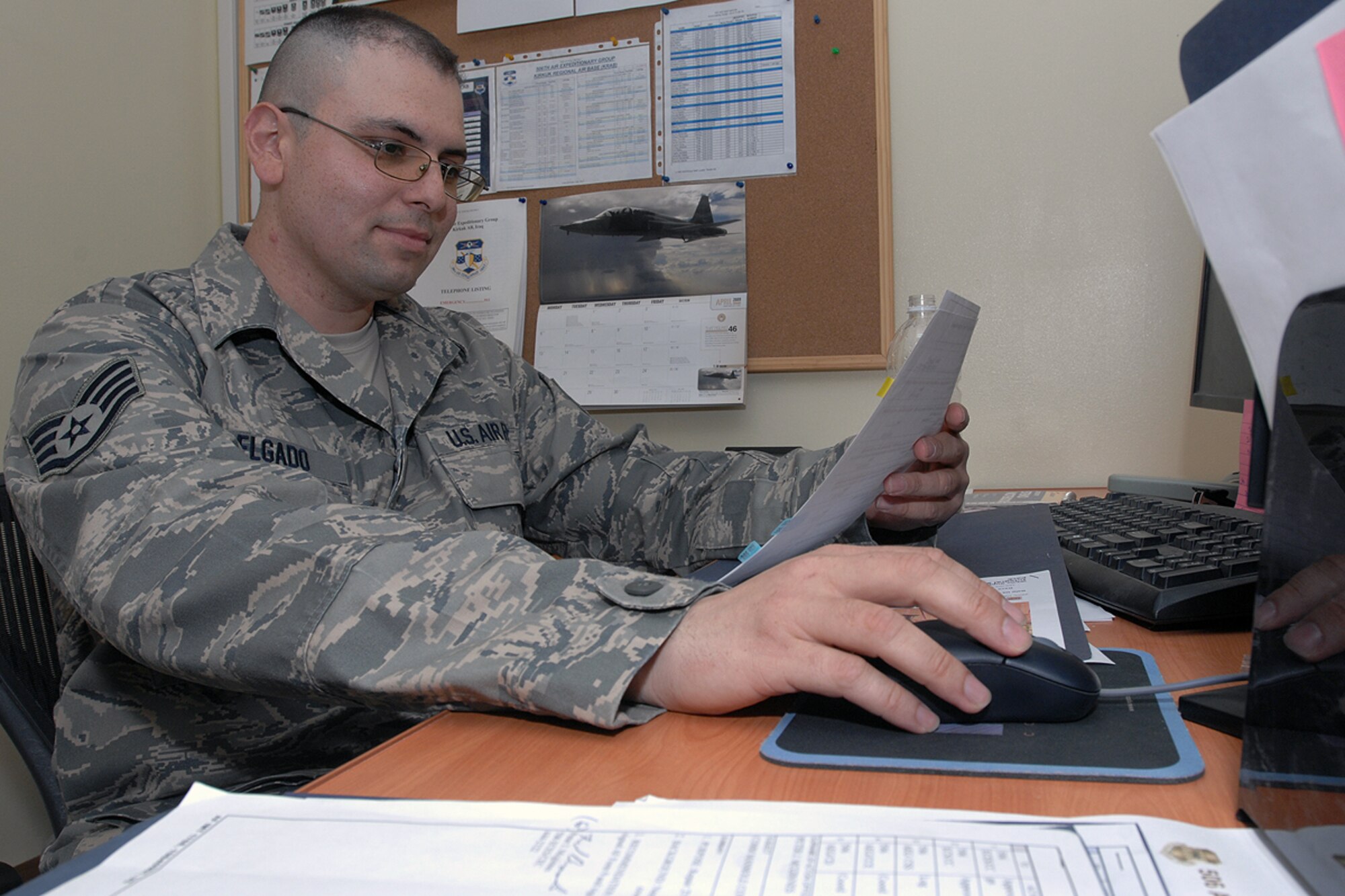 KIRKUK AIR BASE, Iraq -- Staff Sgt. Christian A. Delgado, 506th Air Expeditionary Group, was named the Kirkuk Air Base Warrior of the week. The NCOIC of knowledge operations is deployed from the 52nd Operations Group at Spangdahlem Air Base, Germany.  (Courtesy photo)