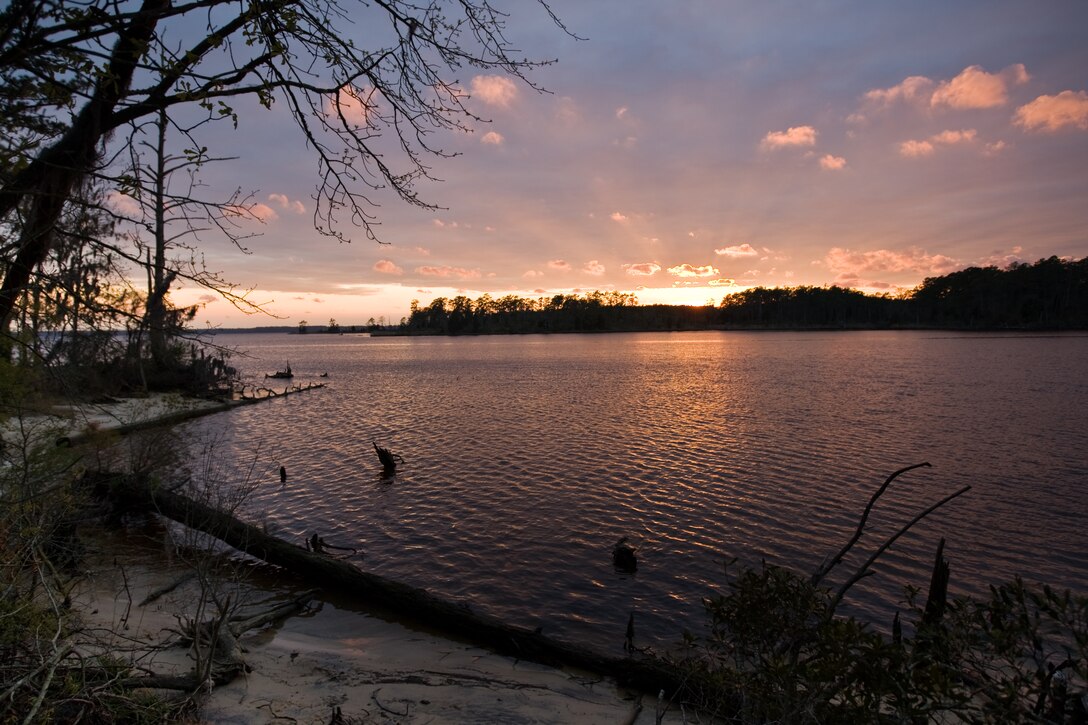 The sun sets over one of Goose Creek State Park's natural sand beaches. Located less than two hours from Camp Lejeune, Goose Creek State Park offers beautiful views, recreational opportunities and a chance to get out in nature at a surprisingly low cost. The park spans 1,700 acres of wetlands in Beaufort County, east of Washington, N.C. Military members and their families may enjoy the park’s reasonable camping options, environmental education and children’s programs.