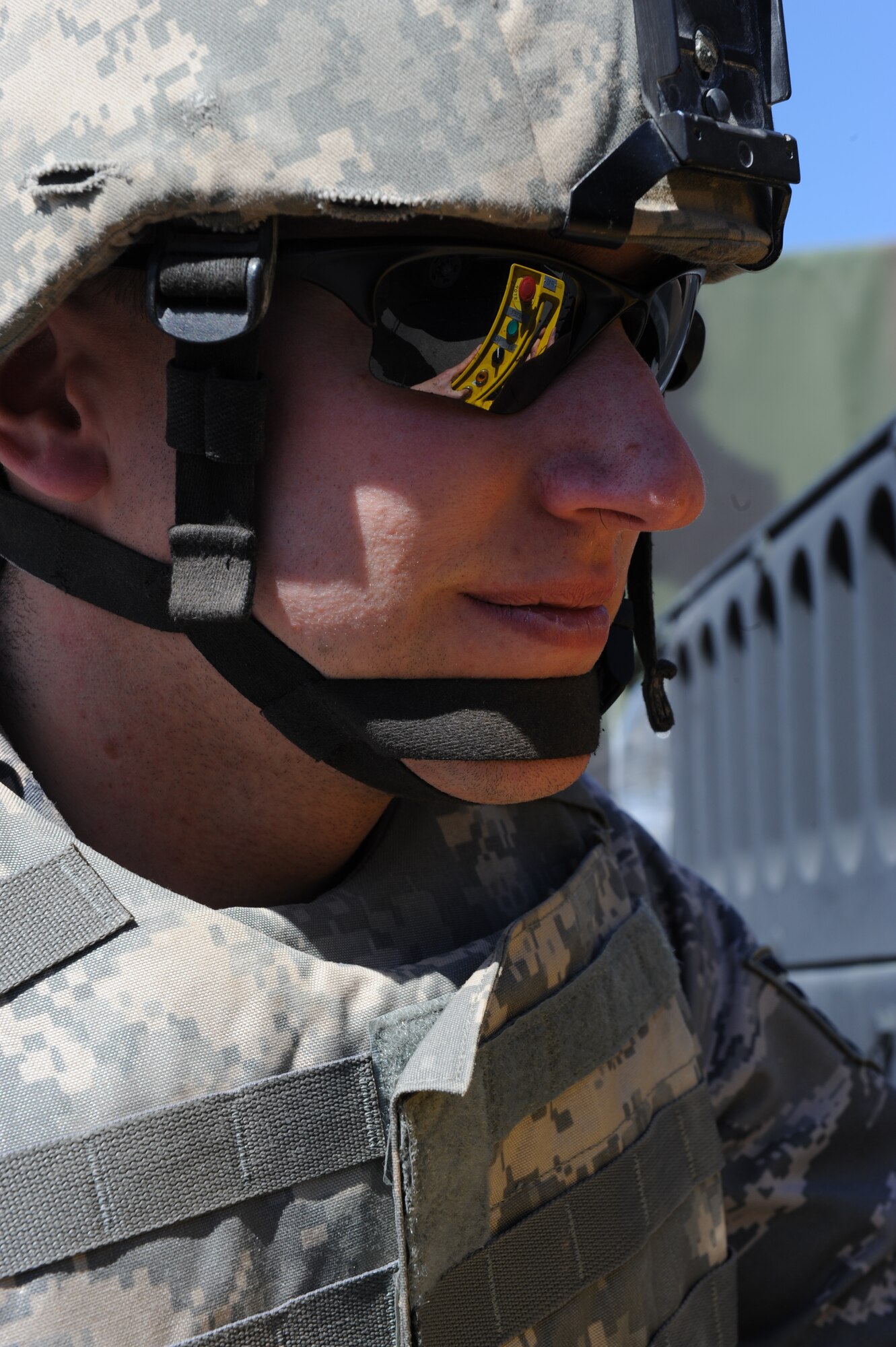 Staff Sgt. Brian Dube, an explosive ordnance disposal (EOD) journeyman with the 99th Civil Engineer Squadron, manually operates the controls for a total containment vessel (TCV) during a simulated deployed scenario, April 9, Nellis Air Force Base, Nev. EOD personnel use the TCV to contain blasts from various explosive devices. 
(U.S. Air Force photo by/Senior Airman Nadine Y. Barclay/RELEASED)