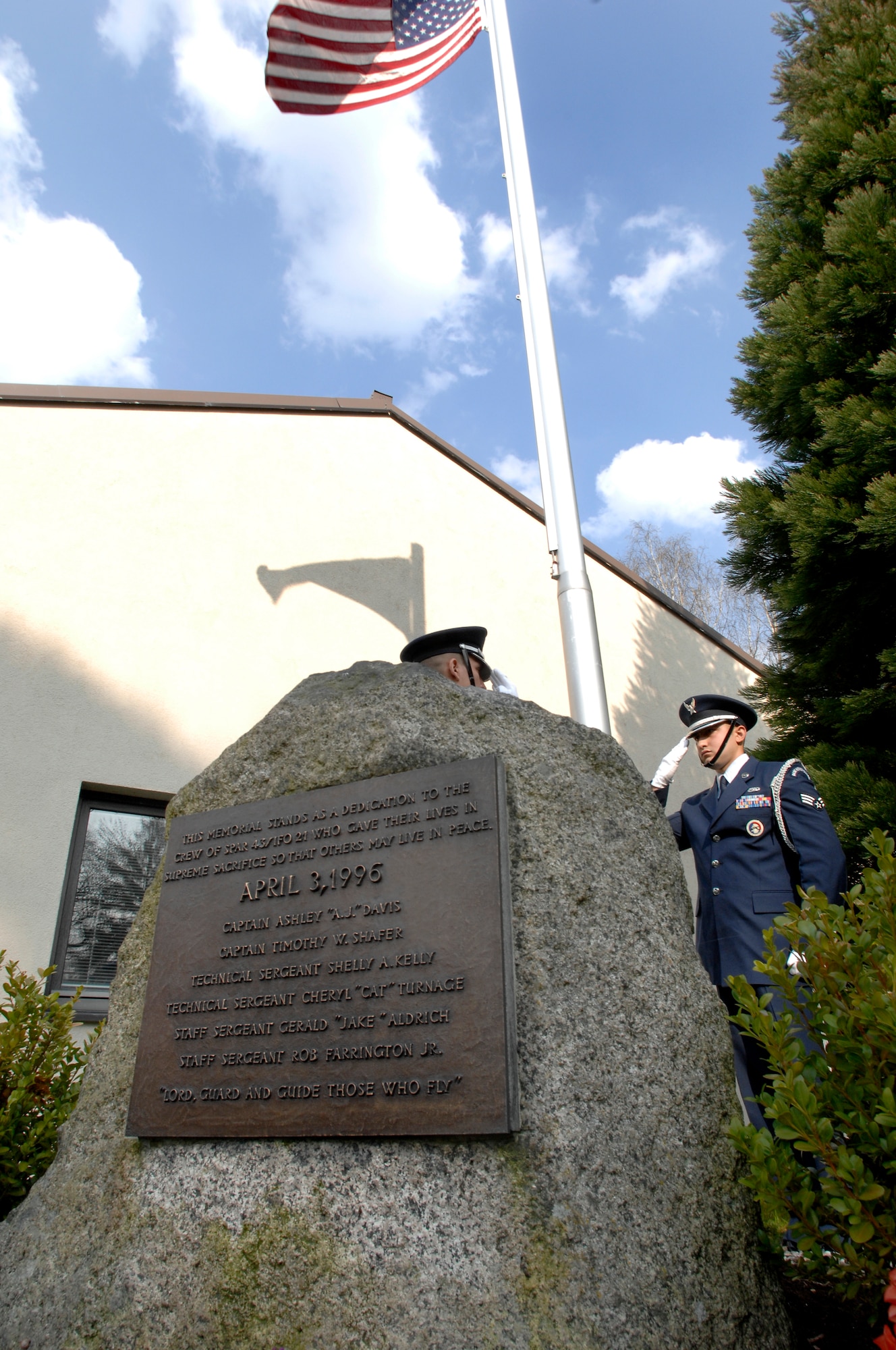 Taps is played during the memorial service for the loss of Implementation Force-21 April 6, Ramstein Air Base.  The 76th Airlift Squadron hosts this memorial service every year.  (U.S. Air Force photo by Senior Airman Amber Bressler)