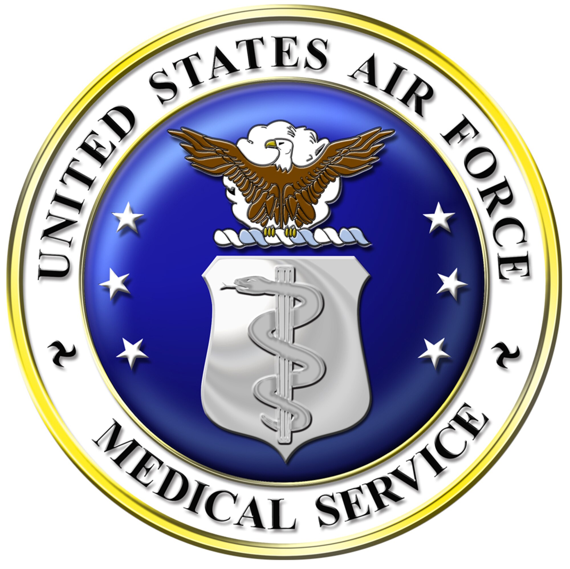 Air Force Medical Service Seal (Enhanced). Image provided by the Institute of Heraldry. Medical Service created the AFMS Seal in 1966.  In 1968, the Air Force granted approval for the adoption of the seal to be used on a quasi-official basis (publications, displays, etc) (this grant of approval has often been confused as official approval of the Seal as an organizational emblem).  In accordance with Chapter 3 of AFI 84-105, commercial reproduction of this emblem is NOT permitted without the permission of the proponent organizational/unit commander. The image is 7x7 inches @ 300 dpi.