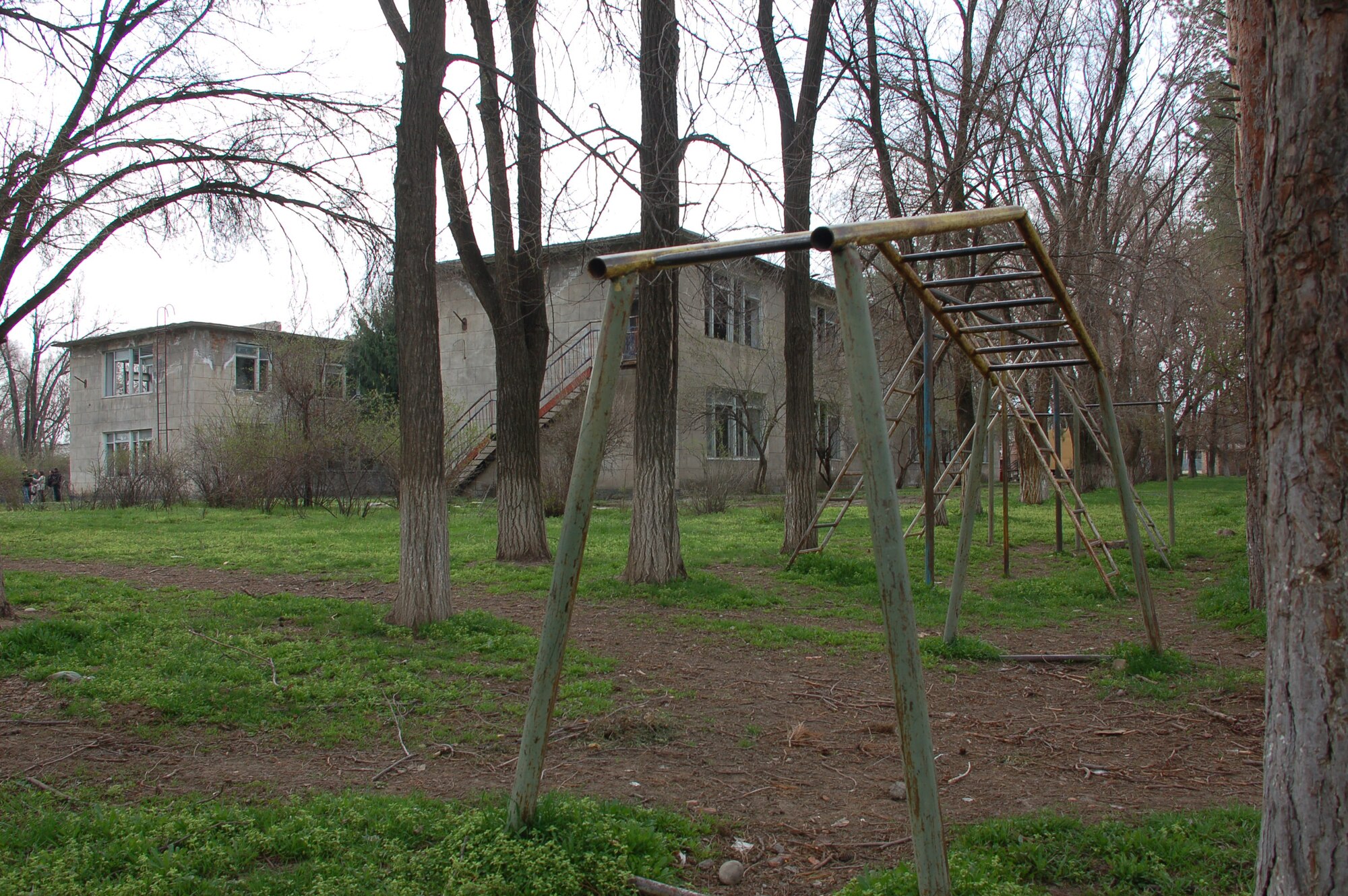 The unrenovated shell of Birdick Village School patiently awaits a new future compliments of an effort by the United States to completely renovate the Soviet- era building. Scheduled for completion in Autumn 2009, the $470,000 effort will provide more than 200 children a quality learning environment. Currently, the children walk several miles to a neighboring school to attend classes. (U.S. Air Force photo/Tech. Sgt. Phyllis Hanson)