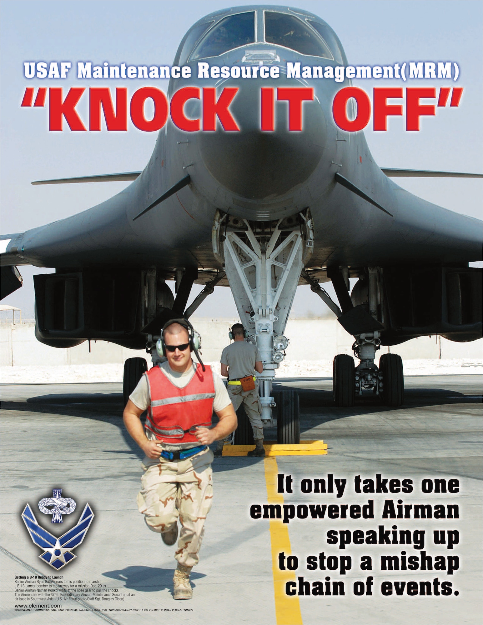 Under the Air Force Maintenance Resource Management (MRM) program, all Airmen are empowered to call “Knock it off” if they witness an action that could lead to a mishap. Lt. Col. Doug “Odie” Slocum, an F-16 pilot and the 162nd Fighter Wing chief of safety, recently earned the Air Force Chief of Staff Individual Safety Award for his work to bring the MRM program to Air Force units around the world. (Air Force poster by Lt. Col. Doug “Odie” Slocum)