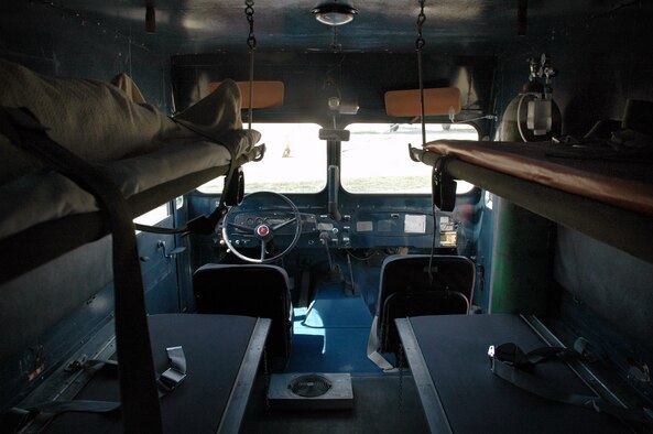 Detail of the interior of the 1963 Dodge Power-Wagon response ambulance on display at the Malmstrom Museum. The ambulance was recently repainted by the 341st Logistics Readiness Squadron allied trades shop, and returned to the museum April 10. (U.S. Air Force photo/Senior Airman Dillon White)