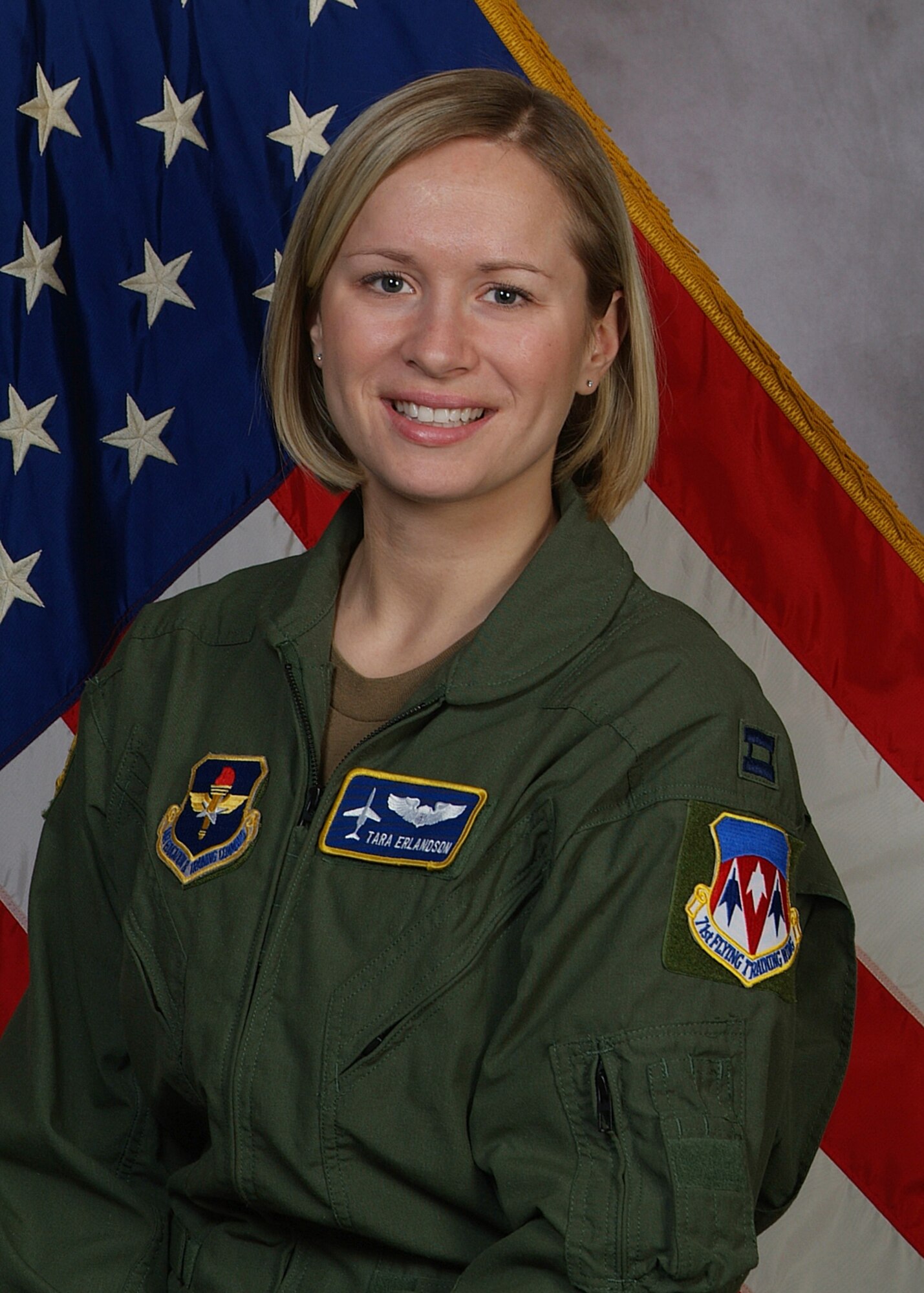 Captain Tara Erlandson, a T-1 Jayhawk instructor pilot with the 32nd Flying Training Squadron at Vance, and a victim advocate with Vance's Sexual Assault Prevention and Response program.