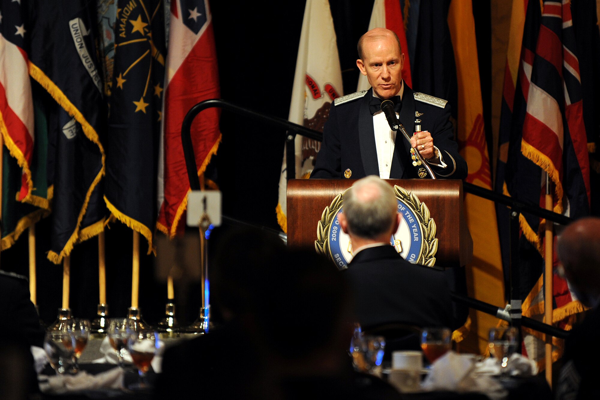 OFFUTT AIR FORCE BASE, Neb. -- General John D.W. Corley, commander, Air Combat Command, gives closing remarks at the 2009 Air Combat Command Outstanding Airmen of the Year Recognition Gala held at the Omaha's Hilton hotel April 15.

U.S. Air Force Photo by Josh Plueger