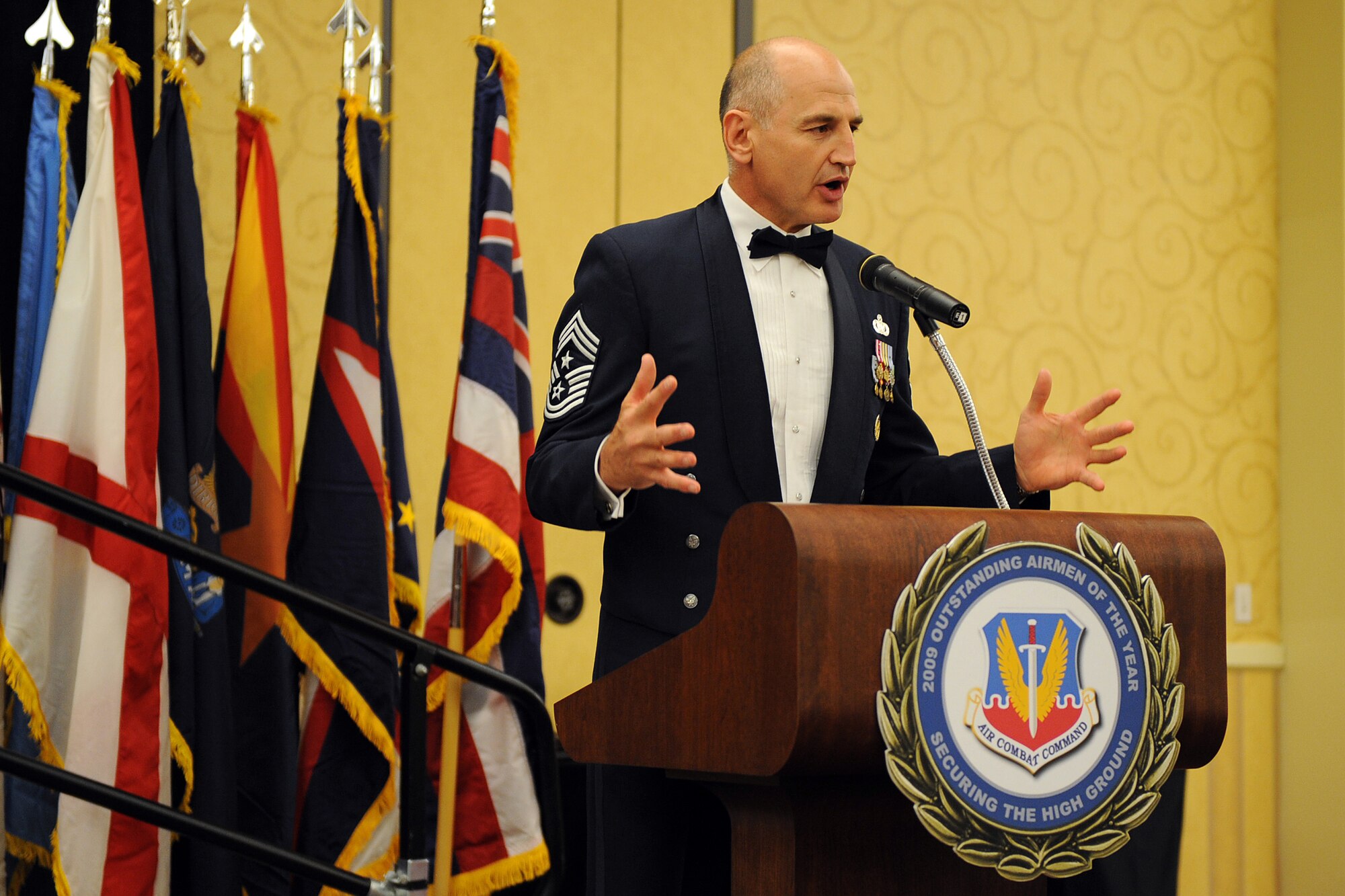 OFFUTT AIR FORCE BASE, Neb. - Air Combat Command's Command Chief Master Sgt. Stephen C. Sullens, speaks during the 2009 ACC Outstanding Airmen of the Year awards ceremony held at the Omaha Hilton April 15. Enlisted Airmen from across the command gathered in Omaha to be honored for their accomplishments. 

U.S. Air Force Photo by Josh Plueger
