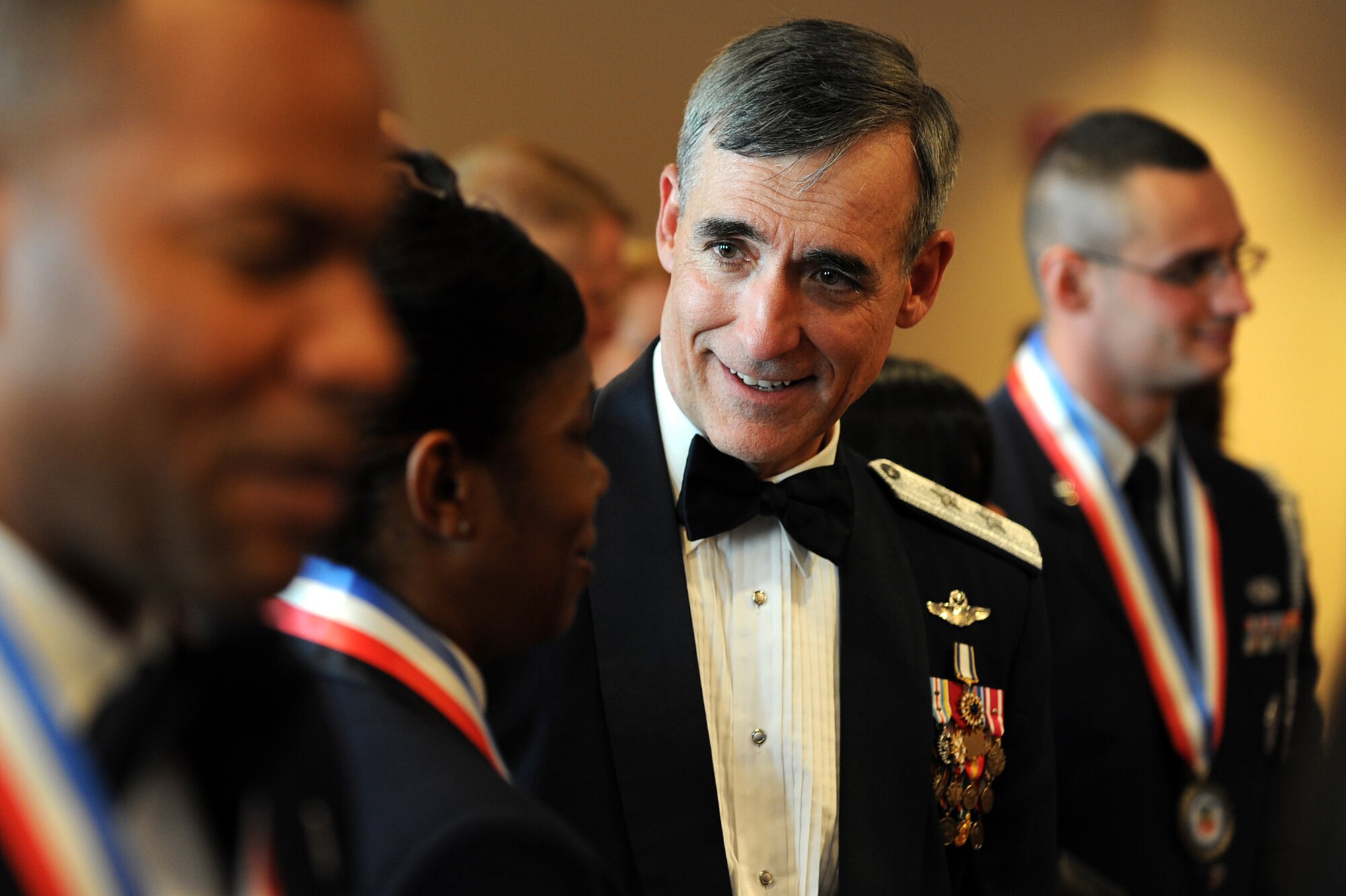 OFFUTT AIR FORCE BASE, Neb. - Maj. Gen. Mike Worden, Air Combat Command vice commander, meets with the Airmen following a medallion ceremony held in Omaha's Hilton hotel as part the 2009 ACC Outstanding Airmen of the Year Recognition Gala April 15.  The awards ceremony honors enlisted individuals from across the command.

U.S. Air Force Photo by Josh Plueger
