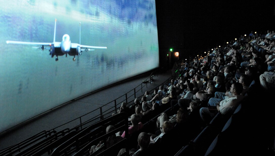 LANGLEY AIR FORCE BASE, Va. -- Military and civilian personnel enjoy the free IMAX movie "Fighter Pilot: Operation Red Flag" at the Virginia Air and Space Center April 19.  Hampton Roads Air Force Week offers free admission to the center and movie through April 23 for the public.  (U.S. Air Force photo/Airman Rebecca Montez)