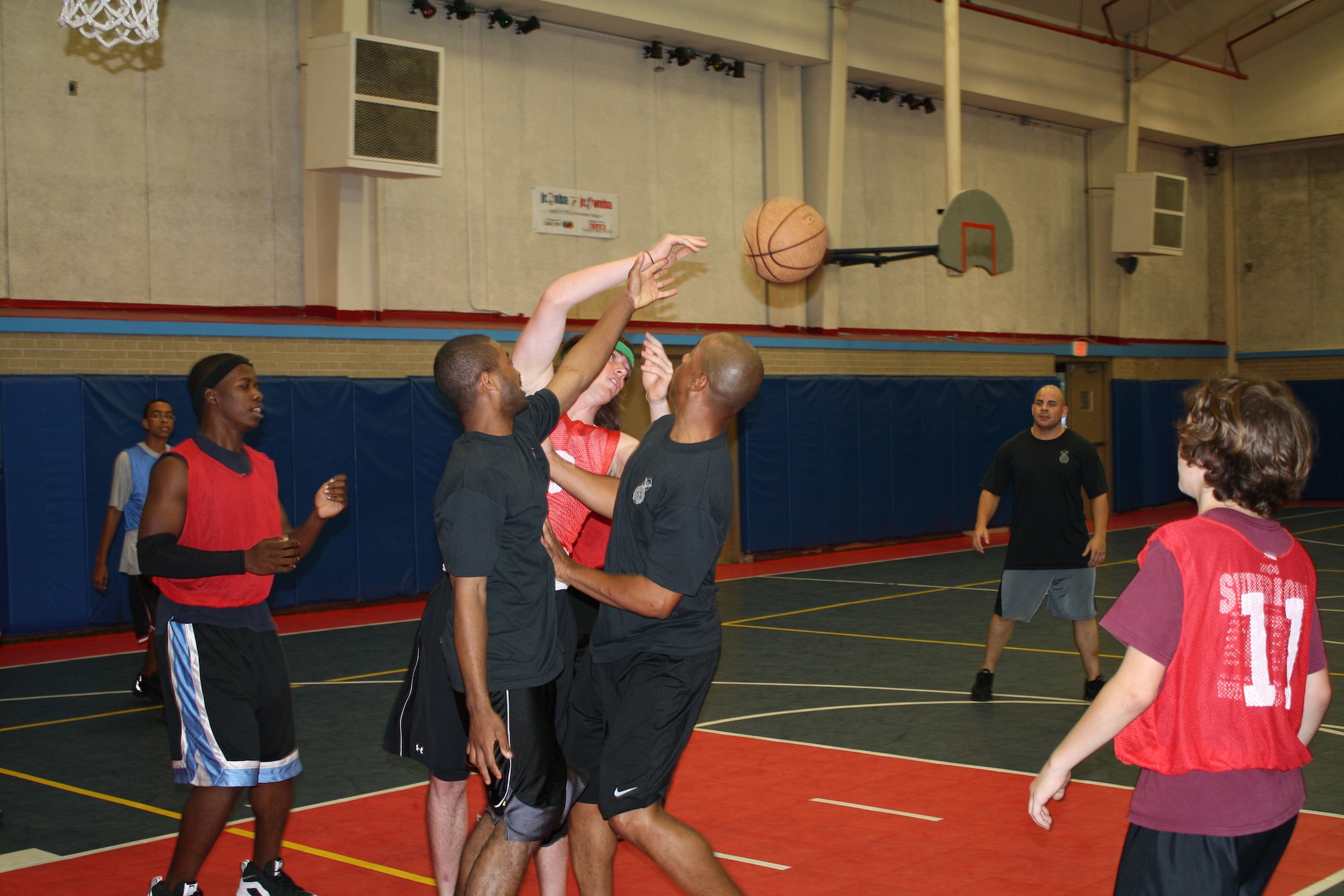 EGLIN AIR FORCE BASE -- The 96th Security Forces challenged Eglin kids to a game of basketball and other basketball competitions on April 17 at the Youth Center. Several teenagers turned out for the event and reportedly ruled the court. (U.S. Air Force photo/96th Security Forces Squadron)
