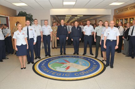 Gen. Kevin P. Chilton and Command Chief Master Sgt. Thomas S. Narofsky, recognized U.S. Strategic Command's April promotees Monday.<br /><br />The promotees for April 2009 are:<br />TSgt Holbrook, Brian<br />SSgt Bergman, Eric M.<br />SSgt Frankovsky, Theresa M.  <br />SrA Cornell, Matthew<br />SrA Milikin, Richard <br />SrA Monahan, Kelly  <br />SrA Nolan, Shawna <br />SrA Vera, Christopher<br />SSgt Wilson, Jill <br />A1C Kyser, Ryan D.<br />A1C Patenaude, Timothy