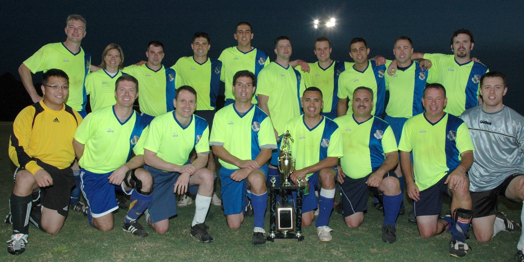 EGLIN AIR FORCE BASE, Fla. -- The 53rd Wing were crowned champions when the met the 46th Test Wing at the base Intramural Soccer Chamionship, after winning in a sudden death shootout in overtime April 16. (U.S. Air Force photo/ Airman Anthony Jennings)