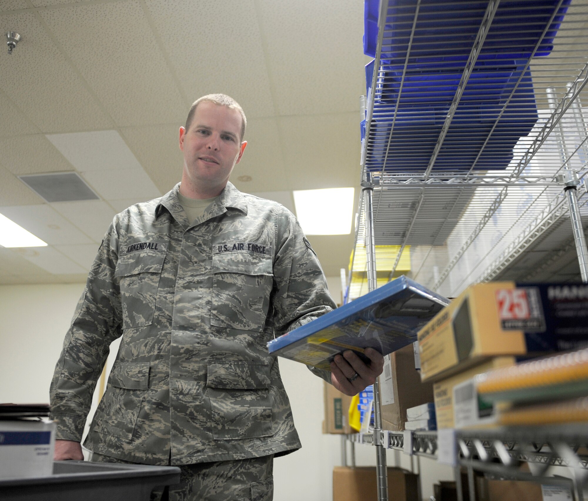 MOUNTAIN HOME AIR FORCE BASE, Idaho – Airman 1st Class Kevin Kirkendall serves as a 366th Medical Support Squadron medical logistics customer service representative. (U.S. Air Force photo/ Senior Airman Stephany Miller)
