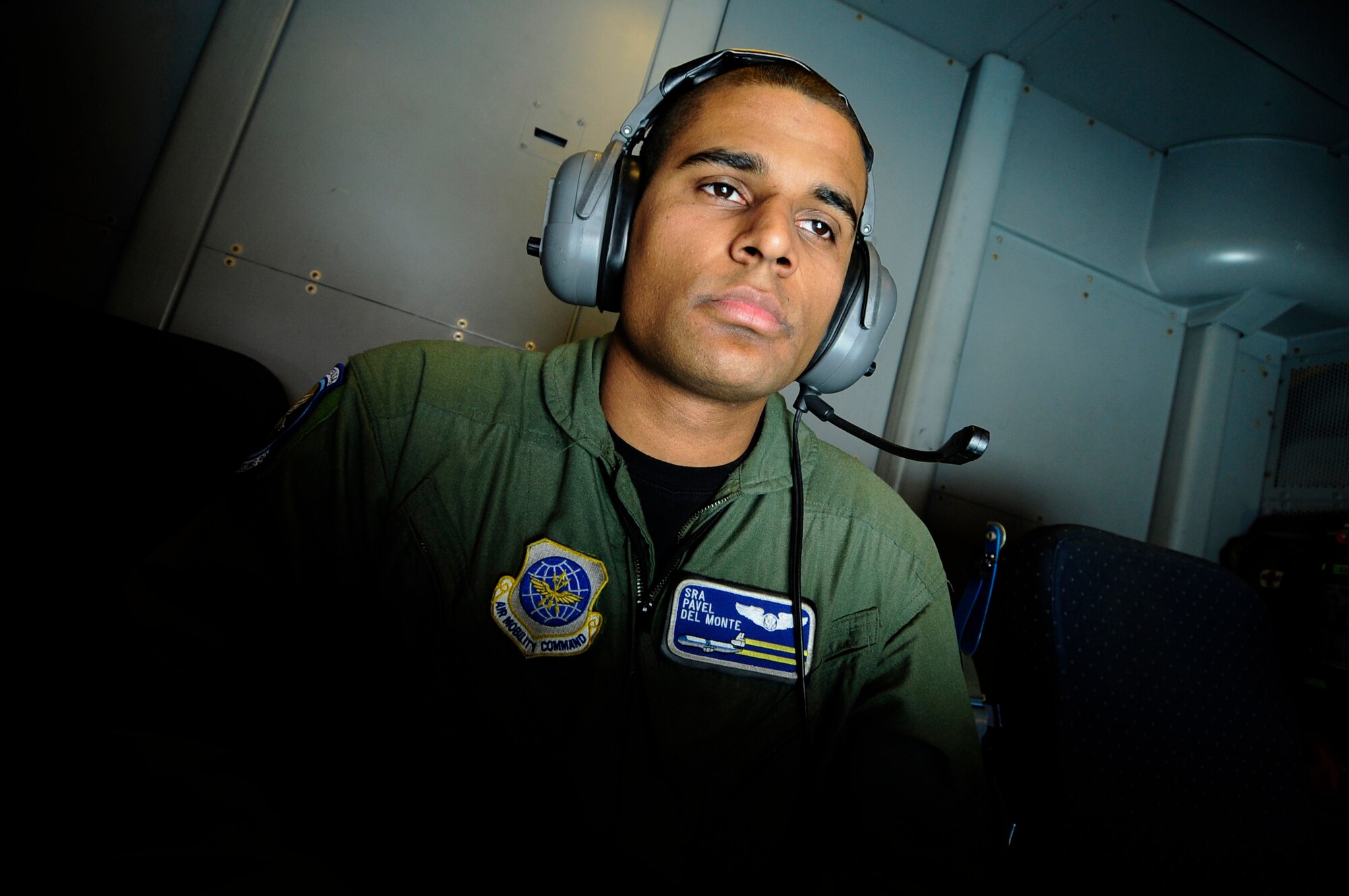 Senior Airman Pavel Del Monte, 6th Air Refueling Squadron, Travis Air Force Base, Cali., operates a boom on a KC-10 Extender while aerial refueling an F-16 Aggressor during RED FLAG-Alaska 09-2 April 22, 2009, Eielson Air Force Base, Alaska. The Tanker Task Force supports all aerial refueling missions during this exercise over the Joint Pacific Alaskan Range Complex.  (U.S. Air Force Photo/Senior Airman Jonathan Snyder)