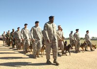 Members of the 341st Training Squadron march down the bomb run during theLackland Fiesta Military Parade April 22. The parade showcased Team Lackland to Fiesta-goers as more than 1,000 people representing the base and the 323rd Training Squadron Drum and Bugle Corps passed in review. (U.S. Air Force photo/Alan Boedeker)                       