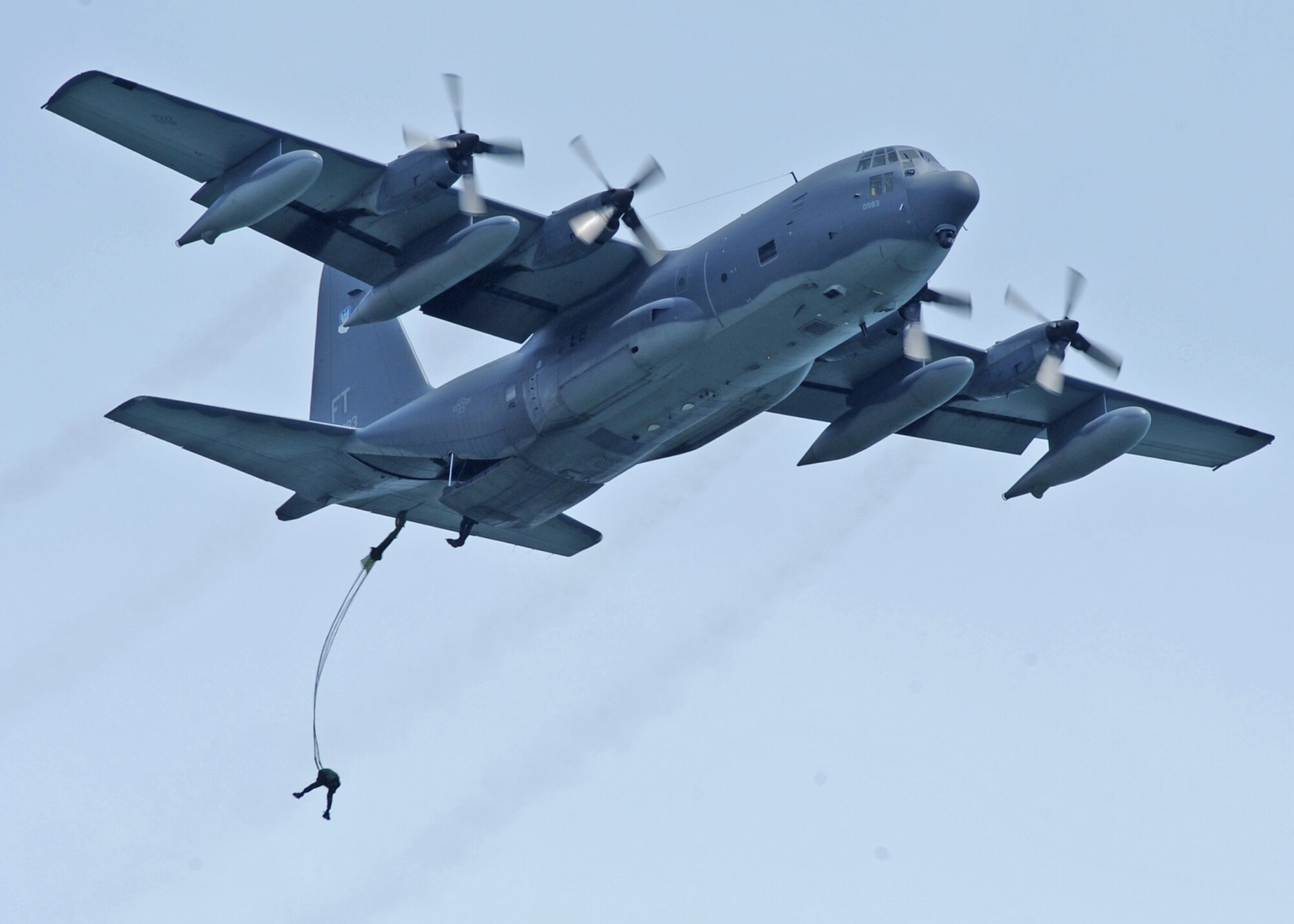 LANGLEY AIR FORCE BASE, Va. --  The 71st Rescue Squadron HC-130, Moody Air Force Base, Ga., perform during the Joint Air Power Demonstration at the Virginia Beach boardwalk April 22. The demonstration showcased the critical role air power plays in the joint fight. (U.S. Air Force photo/Airman 1st Class Jonathan Koob)  
