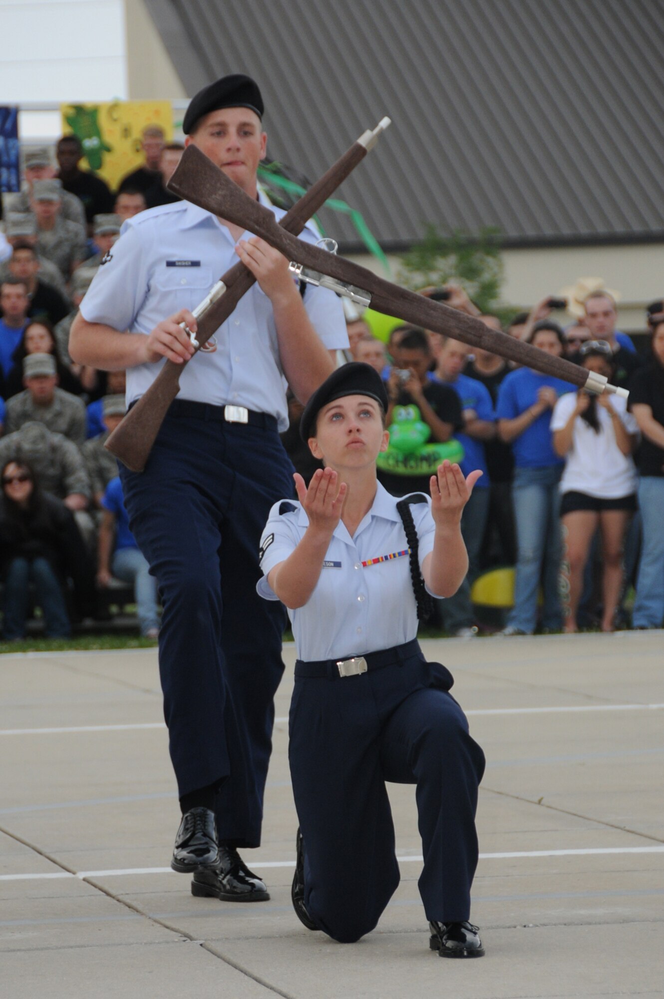 Airman Ryan Swisher and Airman 1st Class Sarah Bartleson perform with the 334th TRS team.  The Gators finished third place overall.  (U.S. Air Force photo by Kemberly Groue)