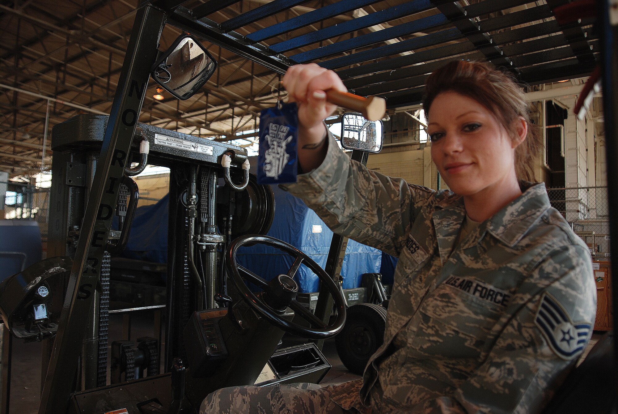 Staff Sgt. Regina Prendes, Maintenance Supply Liason, 433rd Airlift Wing, found the Golden Bolt during the Monday morning Foreign object Damage prevention walk along the flightline. The walk is held every Monday with incentives for finding the Golden Bolt offered to make the walk more fun.