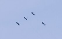 A 4-Ship Flyover of F-15's from the 125th Fighter Wing, Jackosnville, Fla. perform at the Cecil Field Airshow, April 19, 2009. (Air National Guard photo by Tech. Sgt. Shelley Gill)