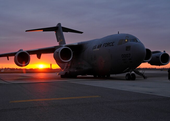 A C-17 Globemaster III sits on the ramp at Charleston AFB, S.C.