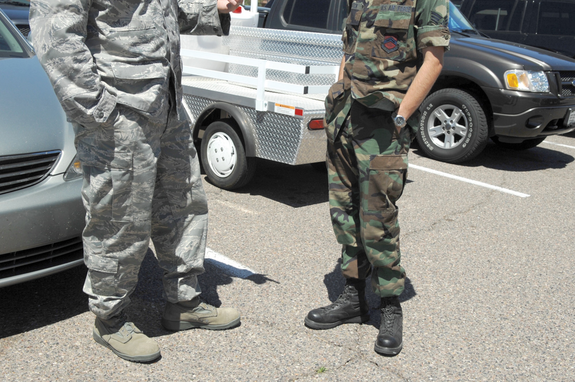 #1 Hands in uniform pockets
The number one observed violation on our installation is the unauthorized practice of hands in uniform pockets. AFI 36-2903 1.3.2.1 says members will not stand or walk with hands in pockets of any uniform combination, other than to insert or remove items. There are other options available to uniformed members to keep hands warm. Black leather, knitted, tricot, suede or a combination of leather, knitted, tricot and suede gloves or mittens are authorized to wear while wearing most uniform combinations. When wearing ABUs or BDUs, gloves can be worn without wearing other outer garments. (U.S. Air Force photo illustration)