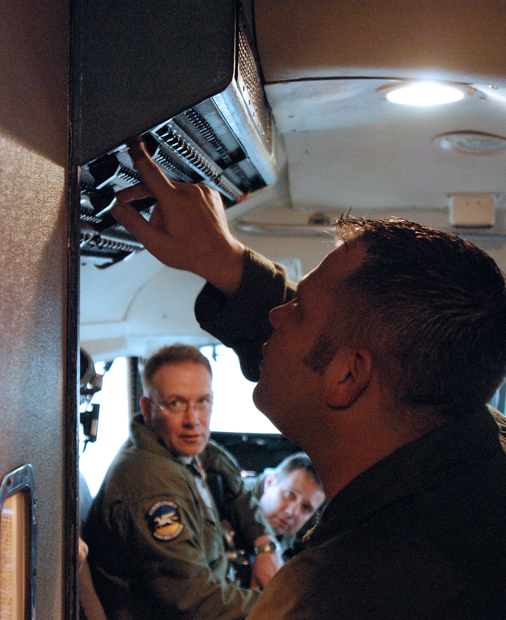 Instructors from the 356th Airlift Squadron, train C-5 crew members on the modernized avionics package installed in the C-5A Galaxy cargo aircraft as part of the Avionics Modernization Program. The Alamo Wing was the first C-5 unit to recieve the upgrade for the A model. The AMP replaces analog avionics instruments with digital electronic equipment. The AMP program is just one way the Air Force is recapilizing its airlift fleet. (U.S. Air Force photo/Airman Brian McGloin)