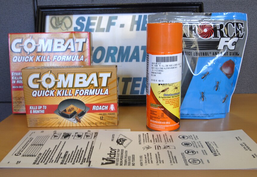 Self help pest control products are available at the Entomology/Pest control flight of the 18th Civil Engineer Squadron, Kadena AB, Okinawa, to the public to help with any pest problems they might have.
(Photo by U.S. Air Force Staff Sgt Angelique Perez)
