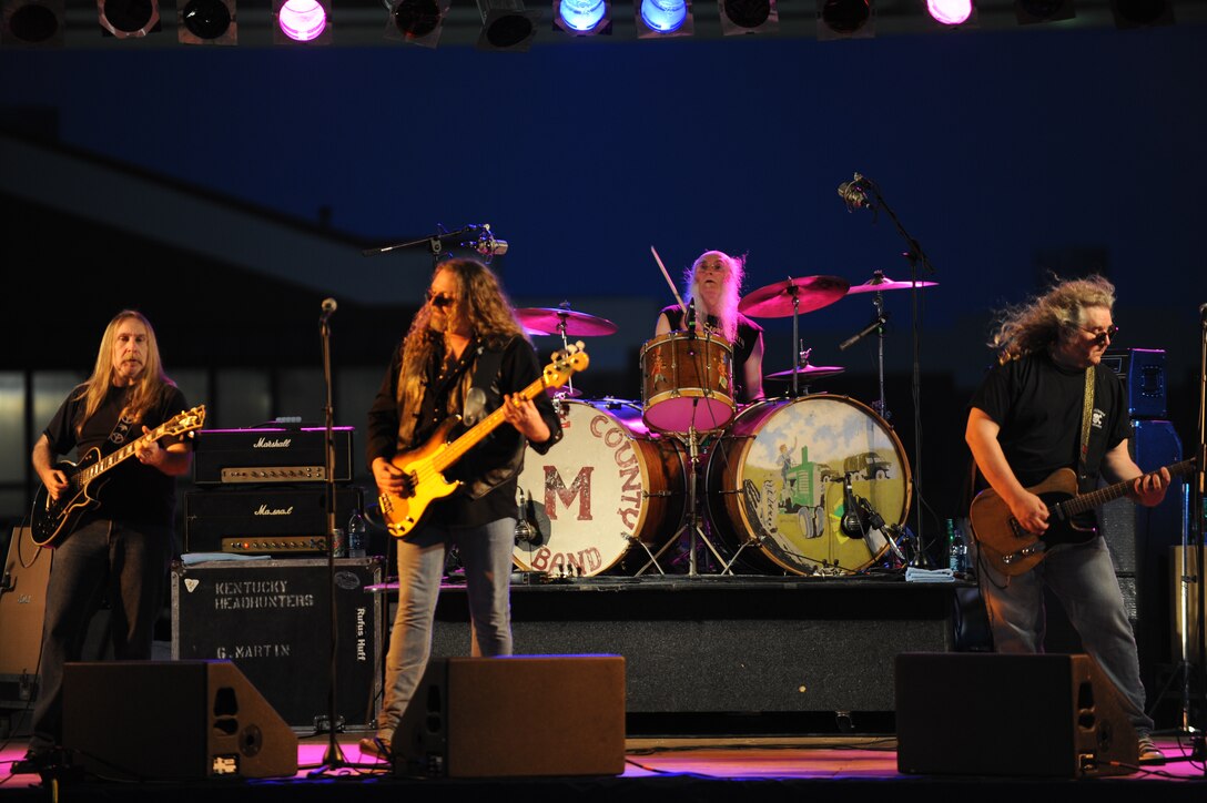 LANGLEY AIR FORCE BASE, Va. -- The Kentucky Head Hunters performs during AirPower over Hampton Roads April 24. The first evening of the open house kicked off with a live concert from the country band, followed by a night air show and fireworks. (U.S. Air Force photo/Senior Airman Ashley Hawkins)
