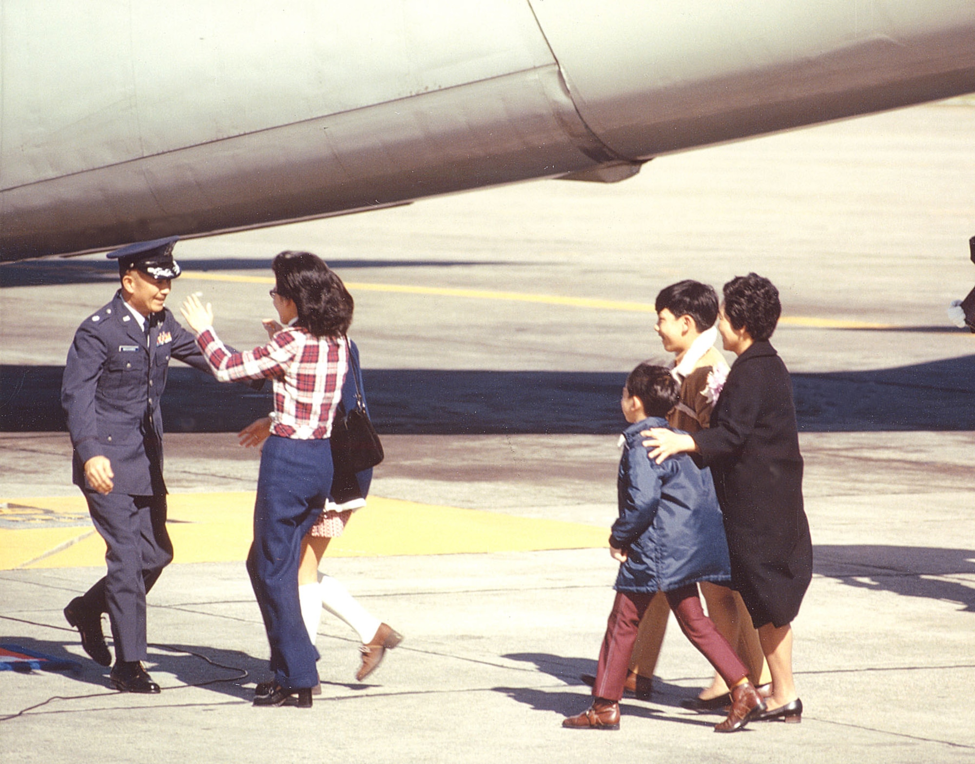USAF Lt. Col. James Nagahiro, ex-POW, returns to his family. (U.S. Air Force photo)