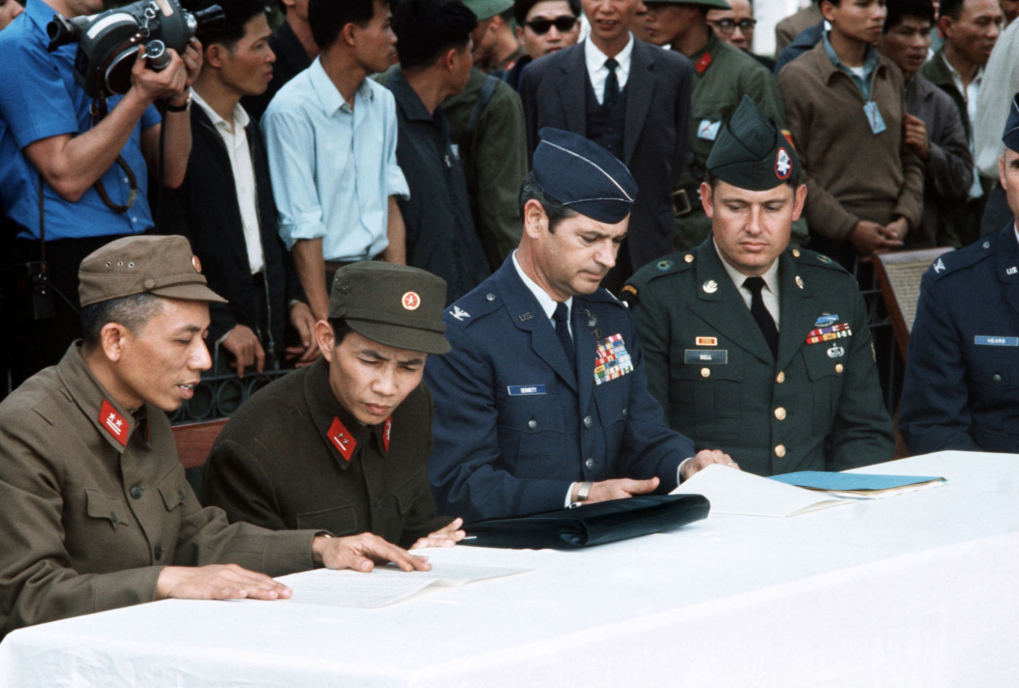 The processing delegation in Hanoi included military representatives from the U.S. and North Vietnam. (U.S. Air Force photo)