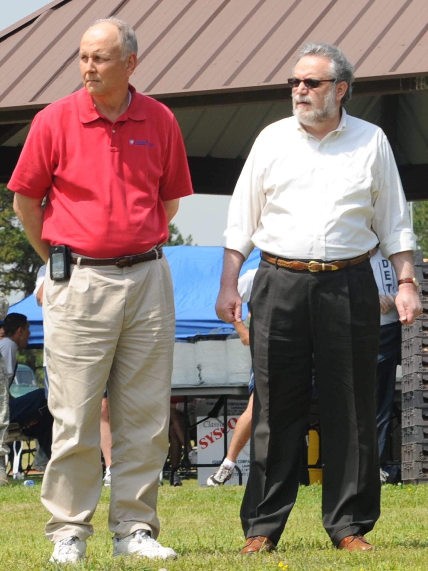 Mr. Larry Biernacki, President and CEO of Arkansas Federal Credit Union and Mr. Garrick Feldman, owner of Leader Publishing, were introduced as the 314 AW Rodeo Team's civic leaders at the Little Rock Air Force Base “Fit to Fight Sports Day” April 17, 2009. These leaders will accompany the Little Rock AFB Rodeo team to the Rodeo competition at McChord AFB, Wash. (U.S. Air Force photo by Senior Airman Jim Araos)