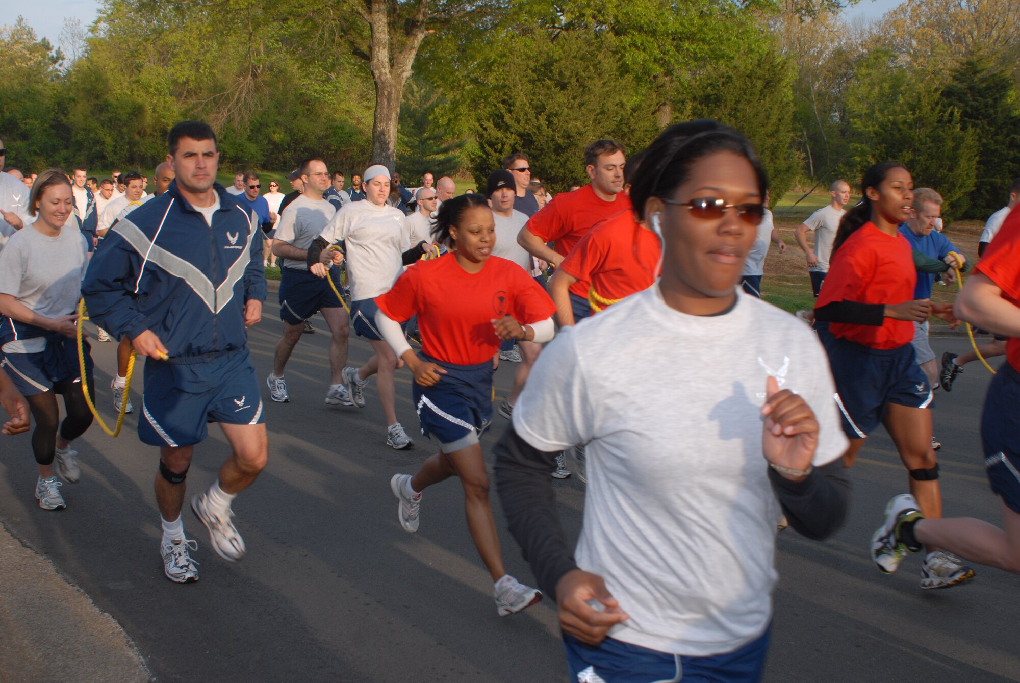Runners compete in the "5K' as part of the Little Rock Air Force Base "Fit to Fight Sports Day” activities. The Little Rock Air Force Base Sports Day is a biannual event designed to celebrate fitness and increase the morale of personnel stationed here. (U.S. Air Force photo by Senior Airman Nathan Allen)