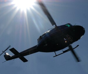 A 1 HS UH-1 Huey helicopter takes off from Brandywine, Md. April 17. (U.S. Air Force photo/ Senior Airman Giang Nguyen)