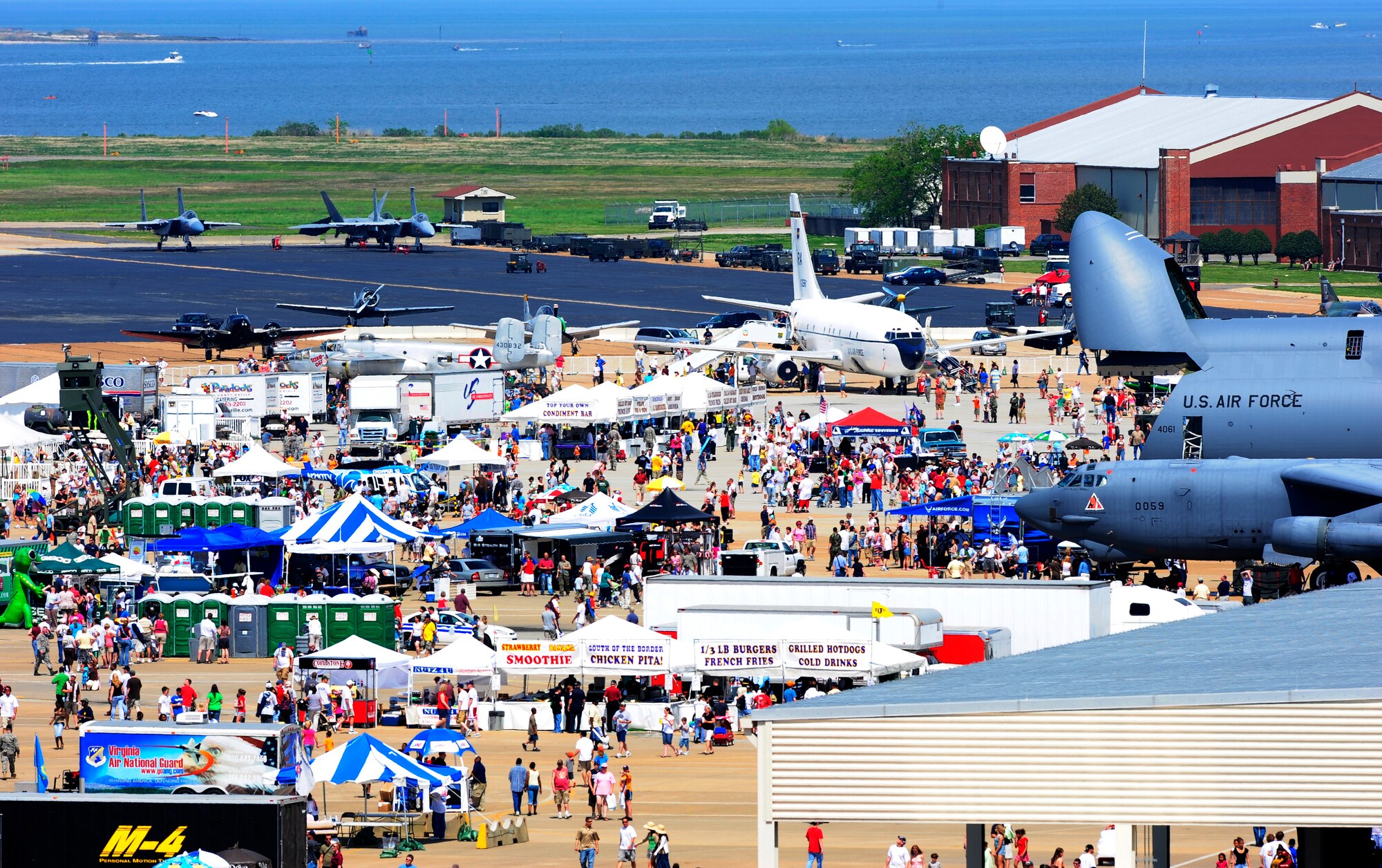 LANGLEY AIR FORCE BASE, Va. -- Langley's flight line was filled with vendors and spectators for AirPower over Hampton Roads April 25. This annual event helps educate the public on Air Force capabilities, increase recruiting and show appreciation to the local community. (U.S. Air Force photo/Staff Sgt. Jeff Nevison) 
