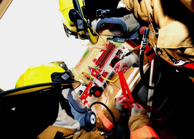 DYESS AIR FORCE BASE, Texas - Dyess firefighters conduct training here April 23. Dyess firefighters have recently supported extinguishing multiple grass fires in the big country. (U.S. Air Force photo by Airman 1st Class Stephen Reyes)