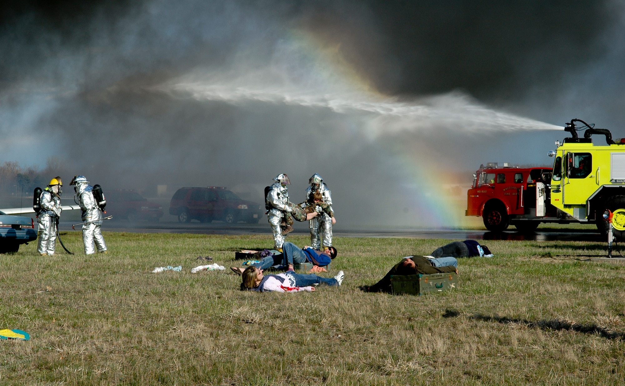Members of the 180th Fighter Wing fire department participated in an aircraft crash and recovery exercise at the Toledo Express Airport on April 22. The drill, required every three years, not only tests the response of airport authorities, but also the response of other local emergency, fire and rescue crews that would normally respond to such an incident, to include the 180th FW fire department.