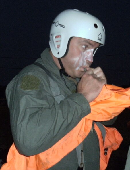 Students prepared in the pre-dawn hours to do battle with the elements, which included a generous amount of sunscreen, during water survival training at Key West, Fla.