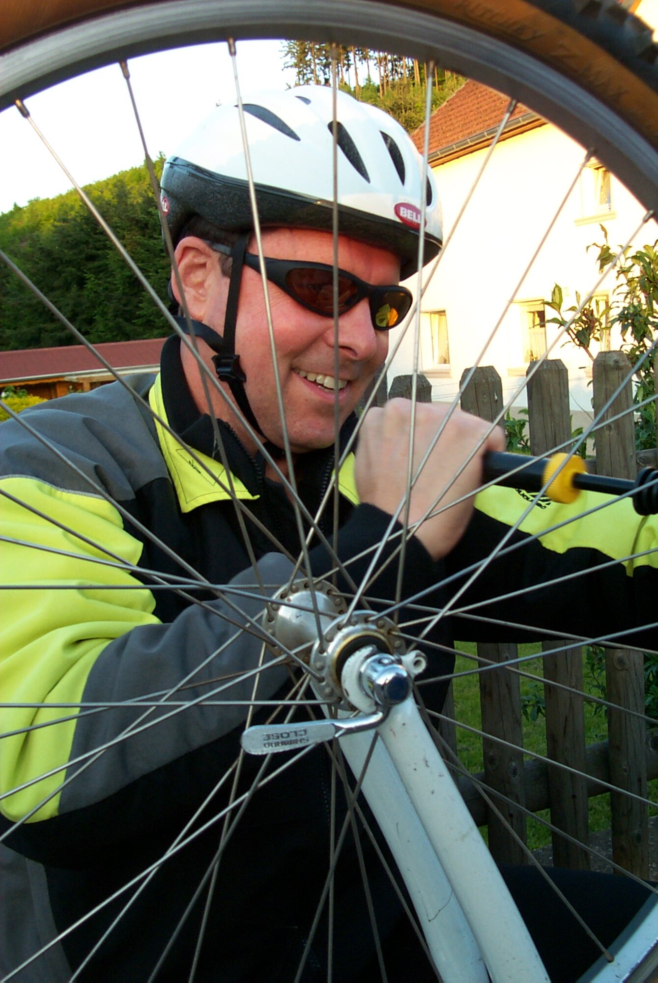Steven Hall pumps up a tire of his bicycle in preparation for a past Happy Mosel event. Organizers expect more than 100,000 people to participate in this year’s Happy Mosel event, which is known as the longest wine street festival in the world. (Photo by Iris Reiff)