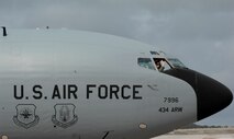 A pilot from the 434th Air Refueling Wing from Grissom Air Reserve Base, waves farewell from a KC-135R Stratotanker April 29 at Andersen Air Force Base, Guam. The 434th Air Refueling Wing from Grissom recently completed a deployment to Andersen in support of Pacific Refueling Operations. During the 120 day deployment they accomplished 162 missions, flew 654 hours, off loaded over 8.2 million pounds of fuel with an overall mission capability rate of 96.2 percent.  The 452nd Air Mobility Wing March Air Reserve Base, Calif. will take over Andersen refueling operations. 
 
(U.S. Air Force photo/ Master Sgt. Kevin J. Gruenwald) released




















  












 











































  












 

























