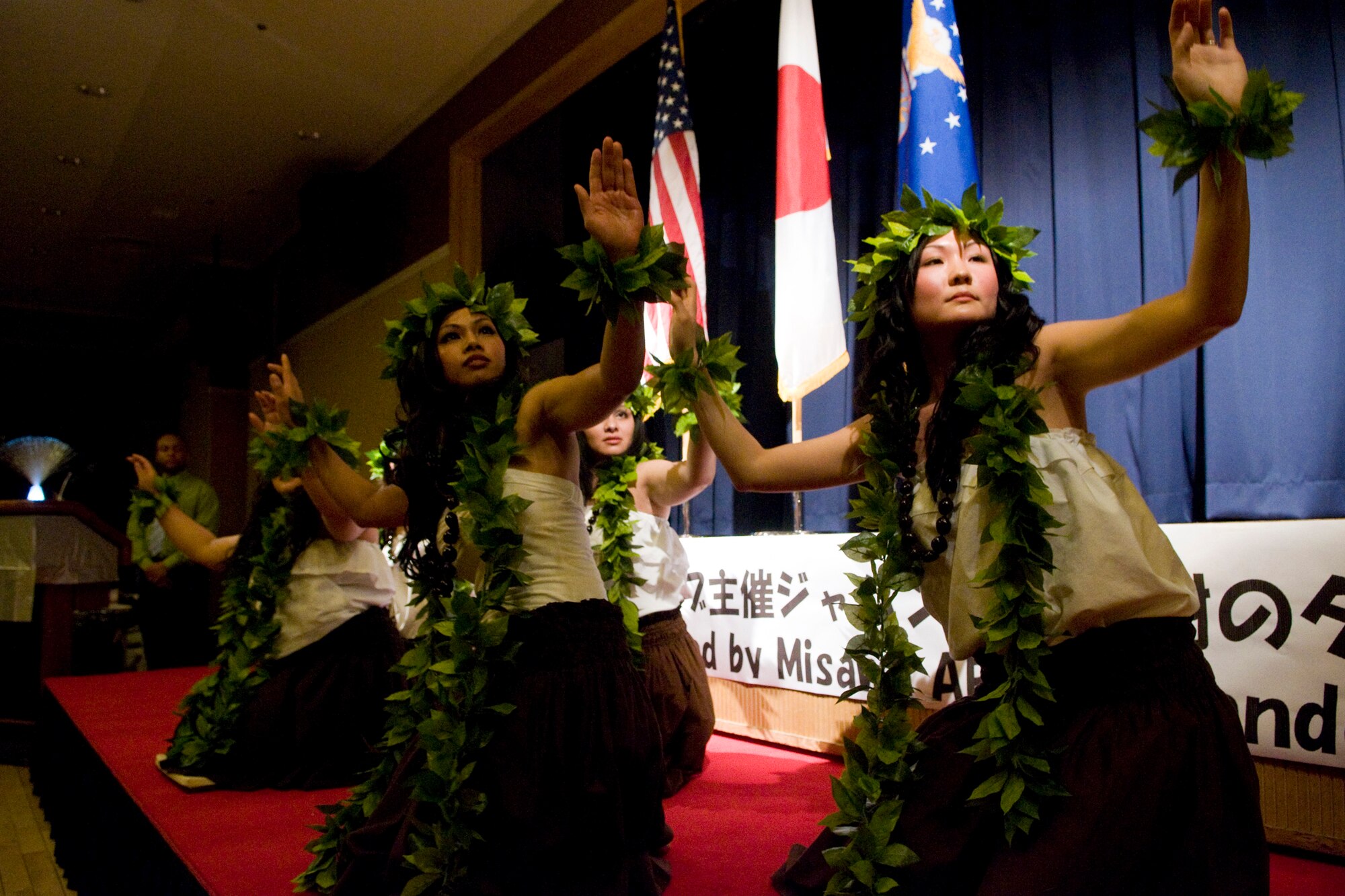 MISAWA AIR BASE, Japan -- The Misawa Islander?s Dance of Entertainment performs during the 22nd annual Japan Day Appreciation Dinner April 24, 2009. Col. David Stilwell, 35th Fighter Wing commander, and Mr. Kazumasa Taneichi, Misawa City mayor, addressed the Japan Day participants and thanked them for sharing Japanese culture with Misawa Air Base residents. (U.S. Air Force photo by Senior Airman Jamal D. Sutter)