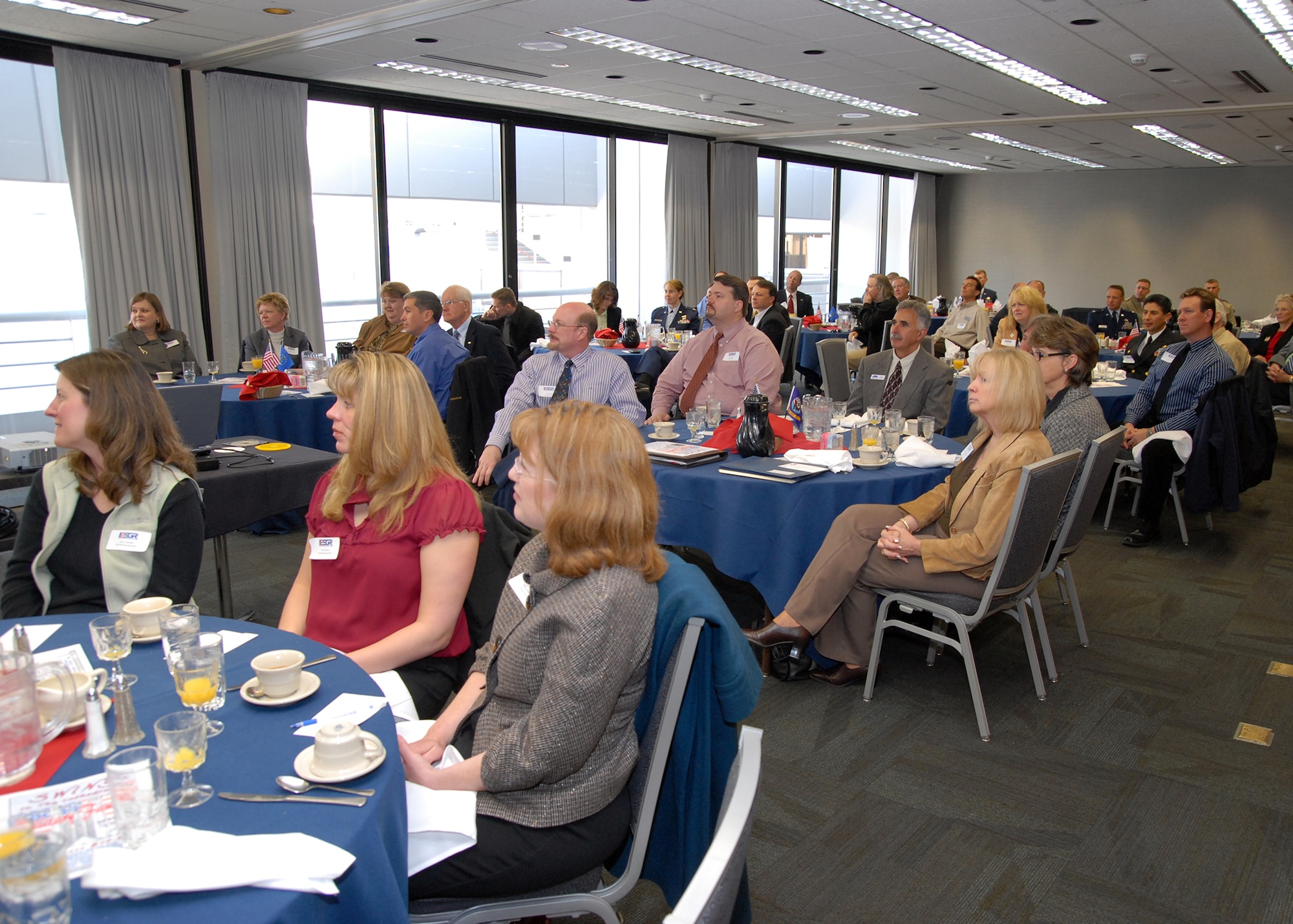 Local civilian employers listen to a message on ESGR support from Congresswoman Cathy McMorris Rodgers.